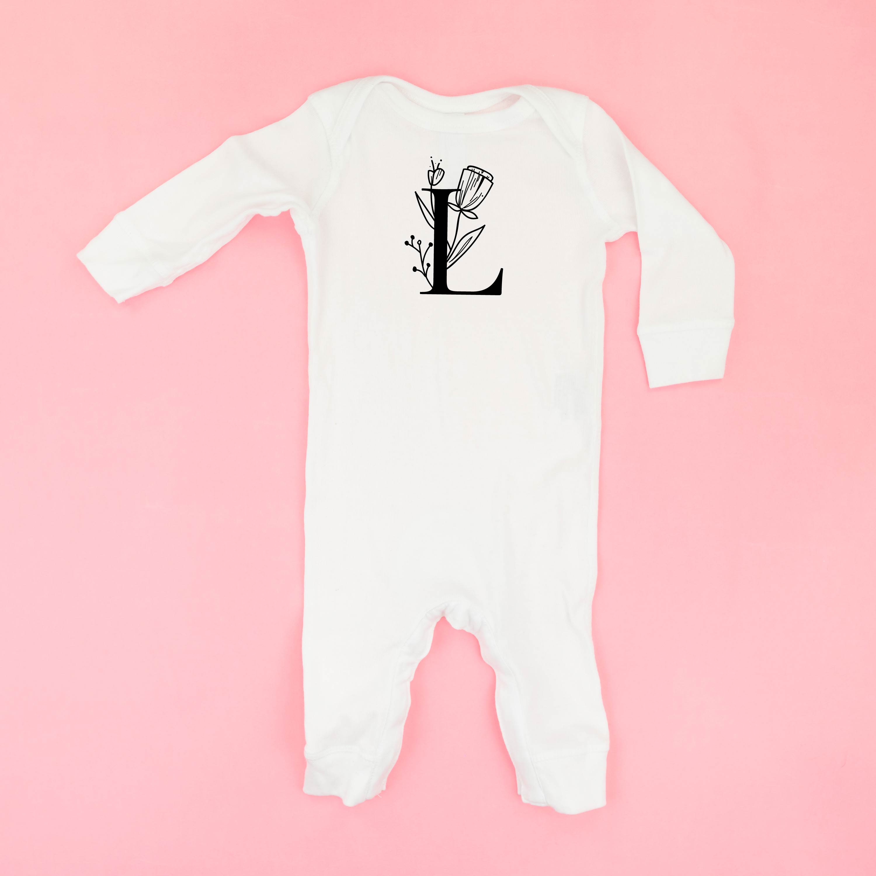 Floral Initials - Baby Sleeper Little Mama Shirt Shop