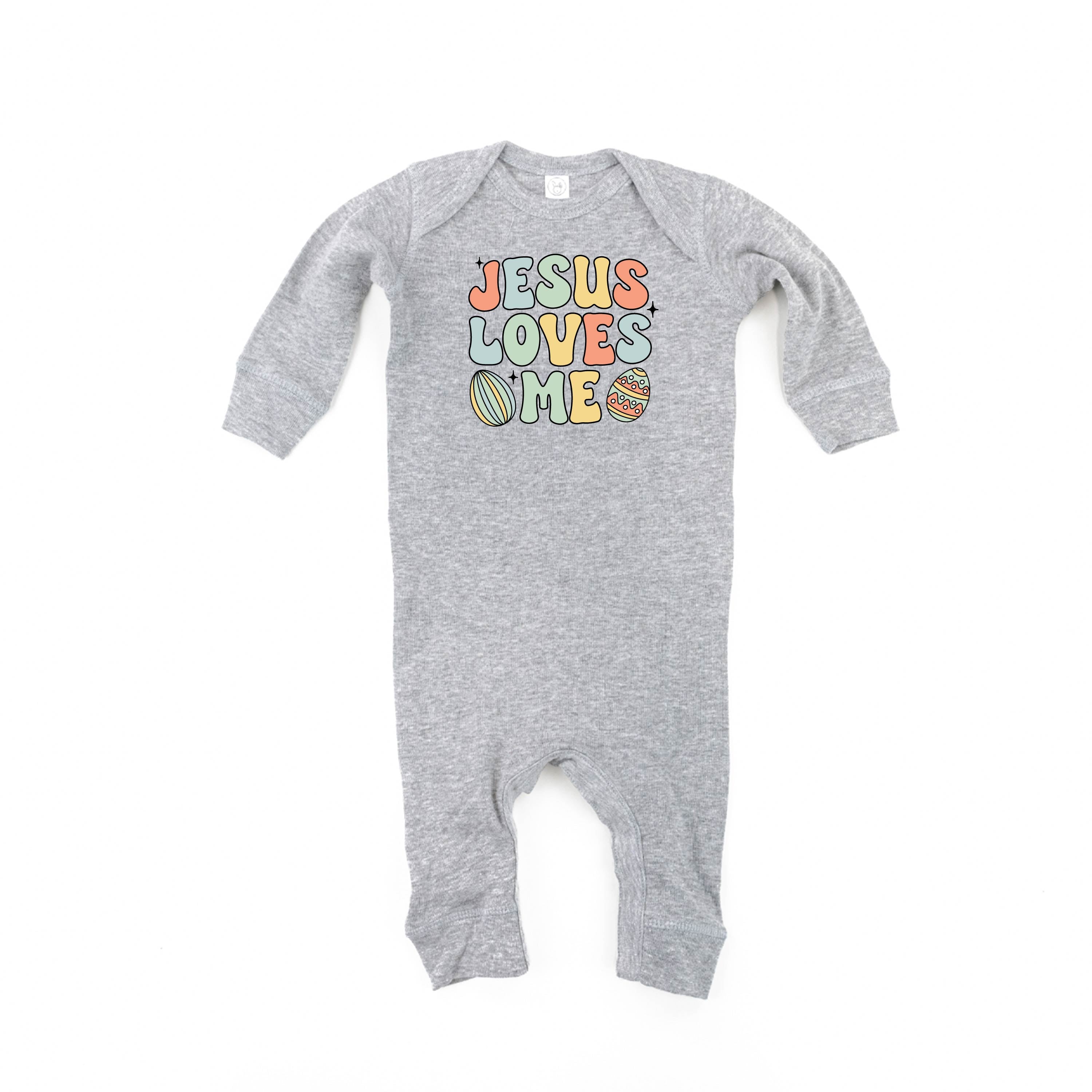 Easter Eggs Jesus Loves Me - Boy Version - Baby Sleeper Little Mama Shirt Shop