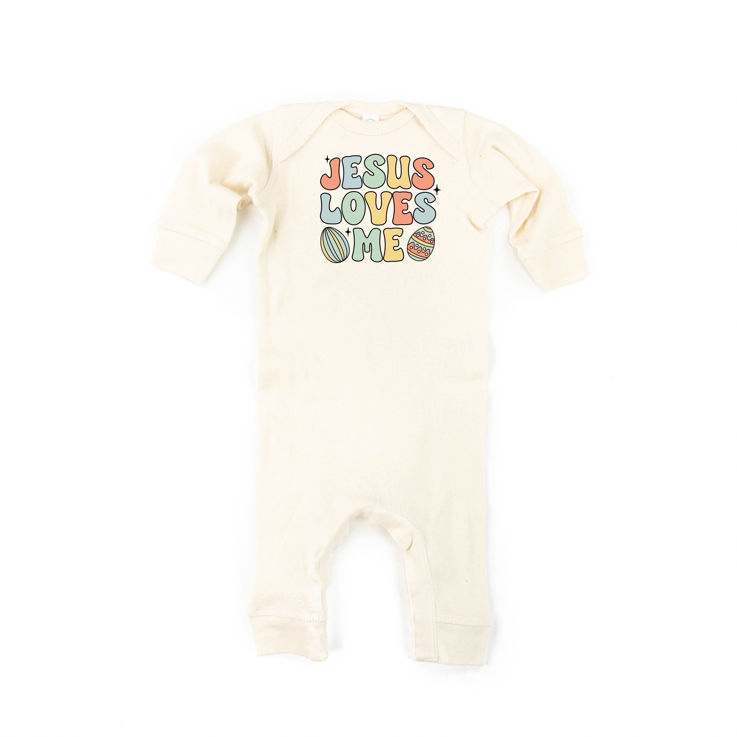 Easter Eggs Jesus Loves Me - Boy Version - Baby Sleeper Little Mama Shirt Shop
