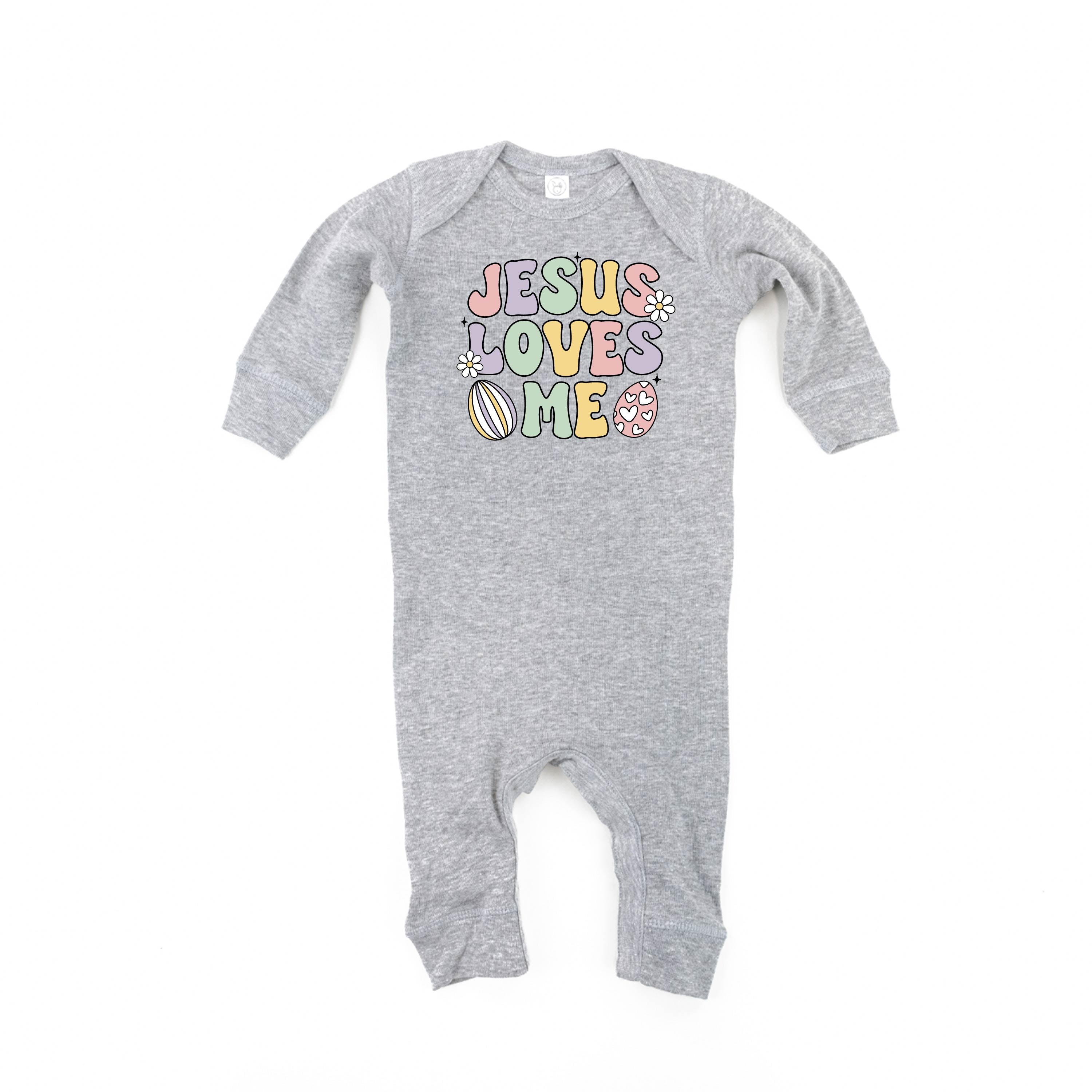 Easter Eggs Jesus Loves Me - Girl Version - Baby Sleeper Little Mama Shirt Shop