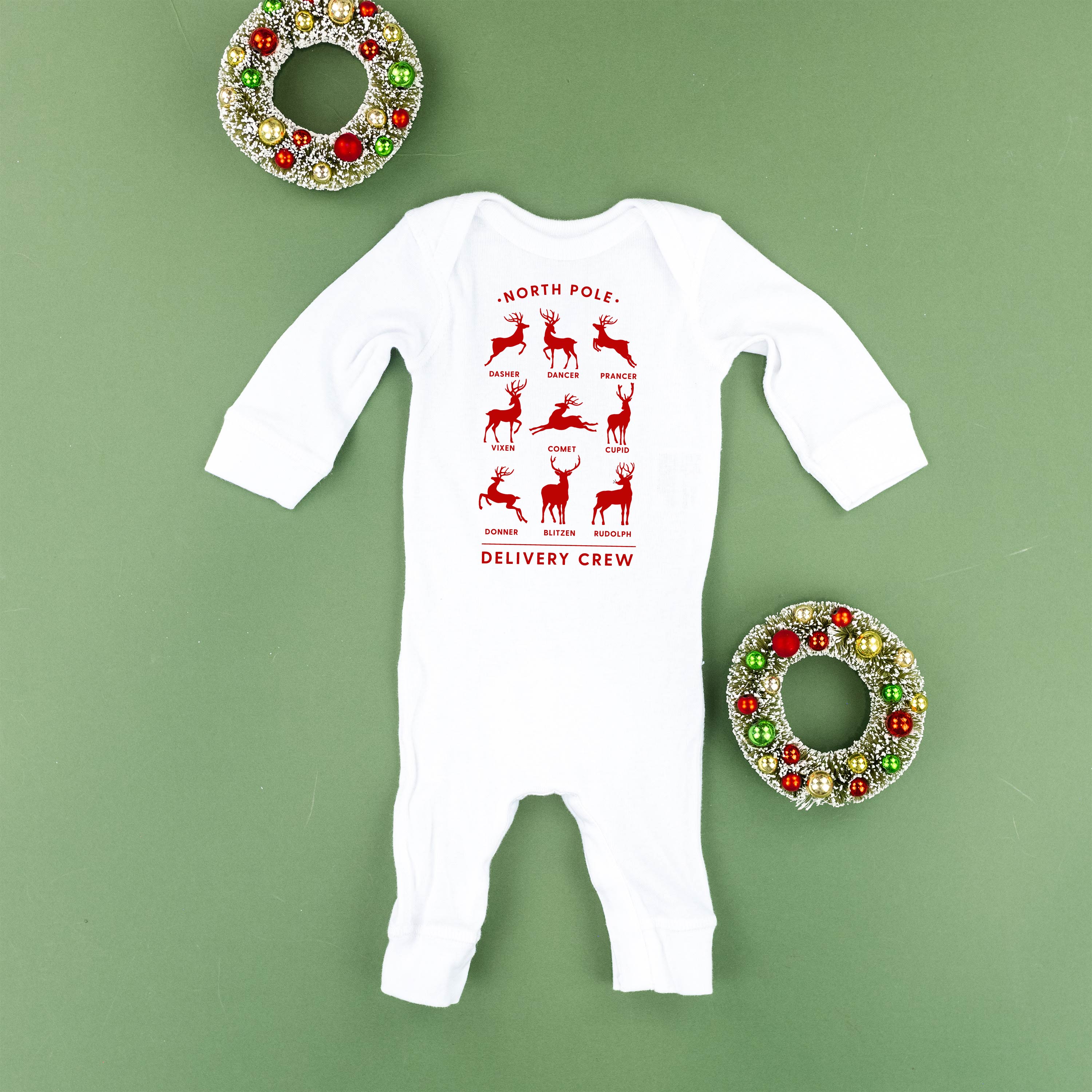 Reindeer - North Pole Delivery Crew - Baby Sleeper Little Mama Shirt Shop