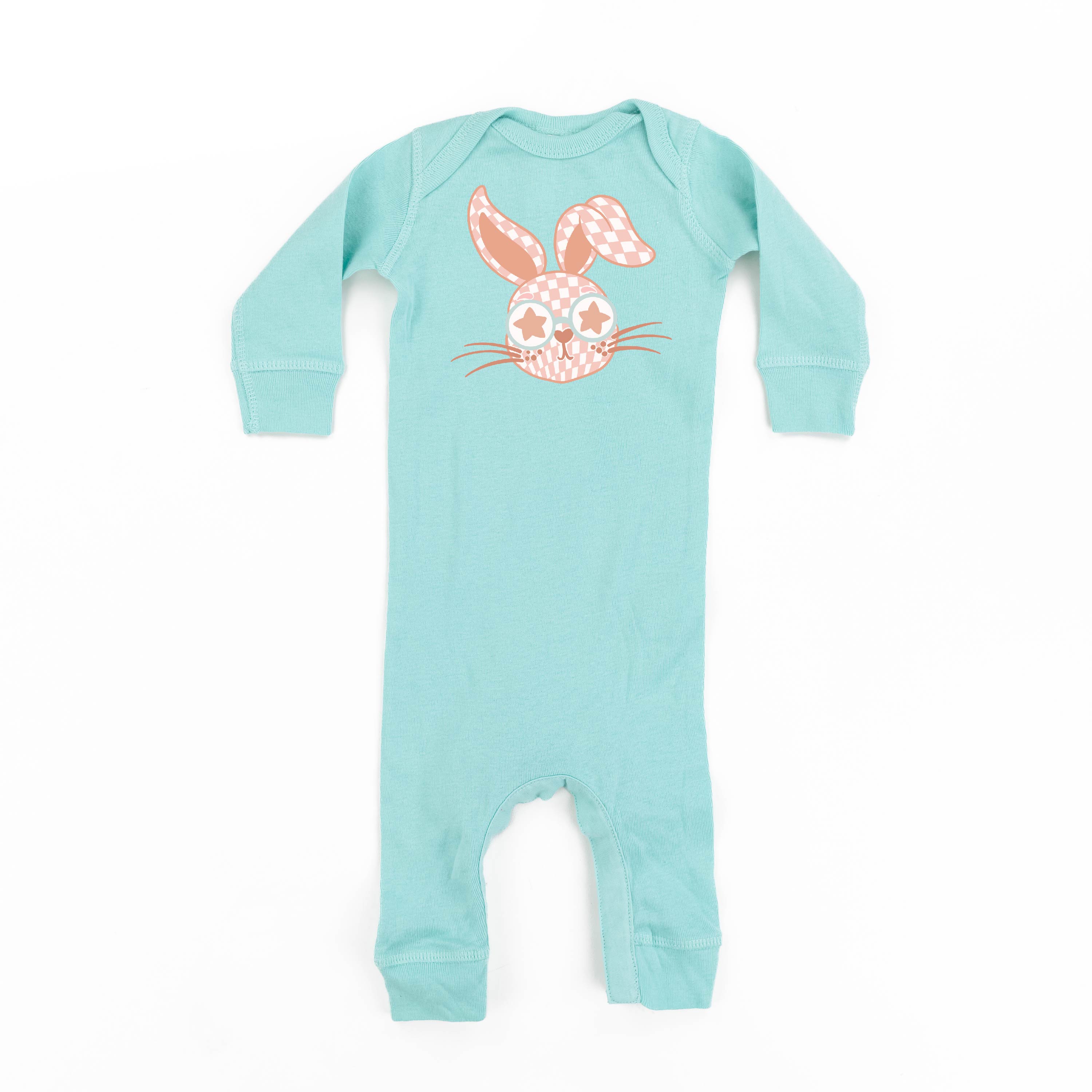 Pink Checkered Bunny - Baby Sleeper Little Mama Shirt Shop