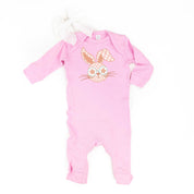 Pink Checkered Bunny - Baby Sleeper Little Mama Shirt Shop