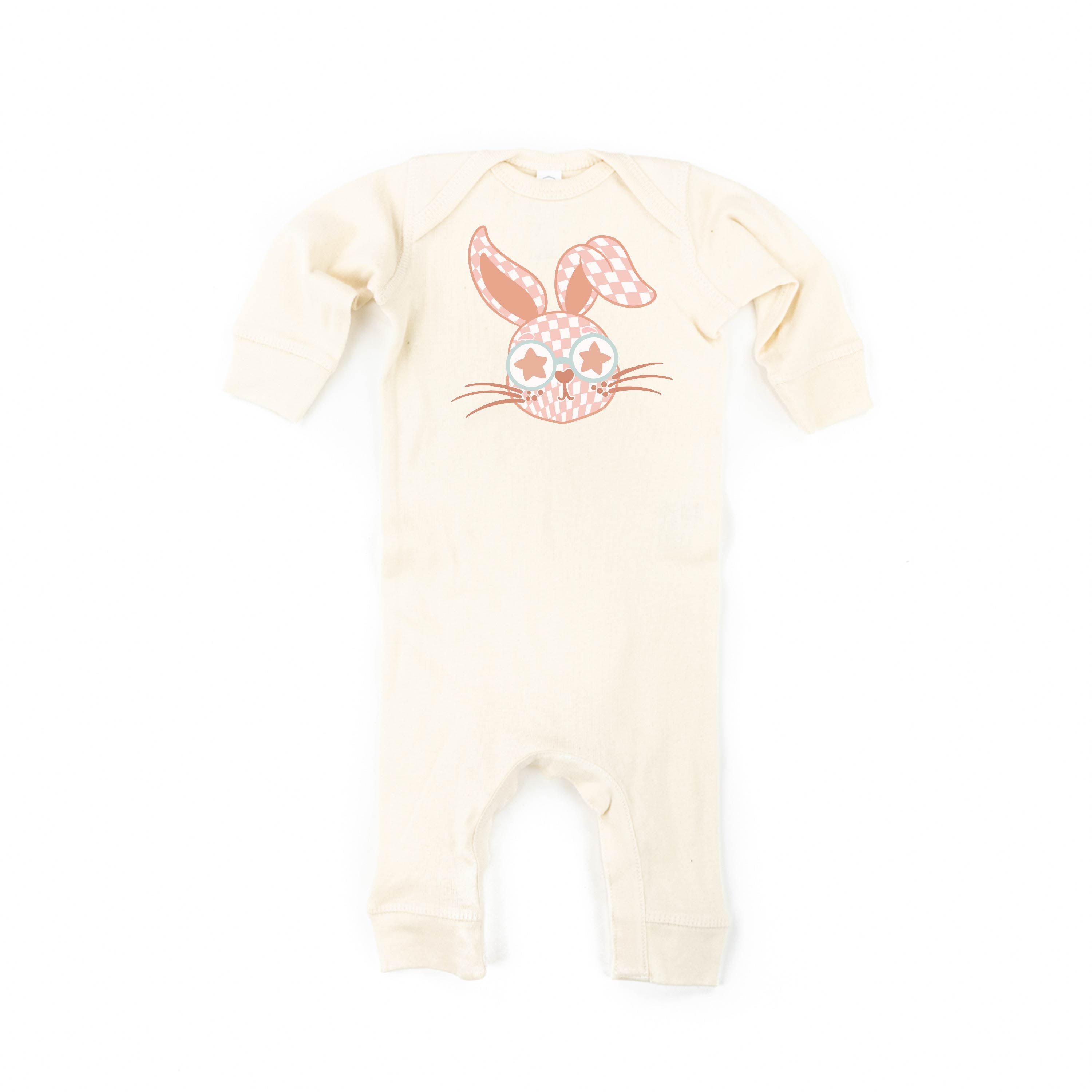 Pink Checkered Bunny - Baby Sleeper Little Mama Shirt Shop