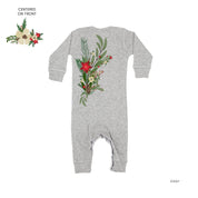 Poinsettia & Winter Flower Cascade (centered & b) - Baby Sleeper Little Mama Shirt Shop