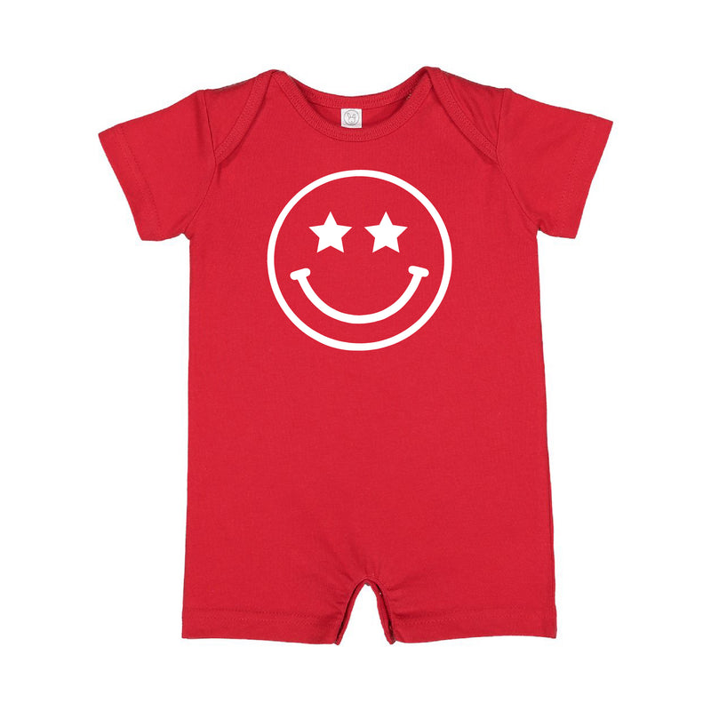 STAR EYES SMILEY FACE - Short Sleeve / Shorts - One Piece Baby Romper