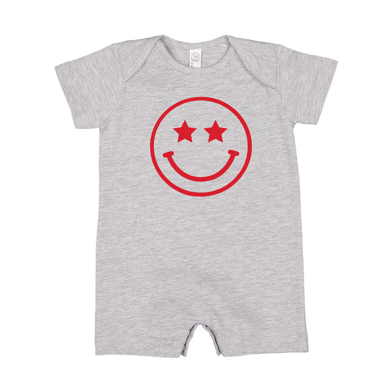 STAR EYES SMILEY FACE - Short Sleeve / Shorts - One Piece Baby Romper