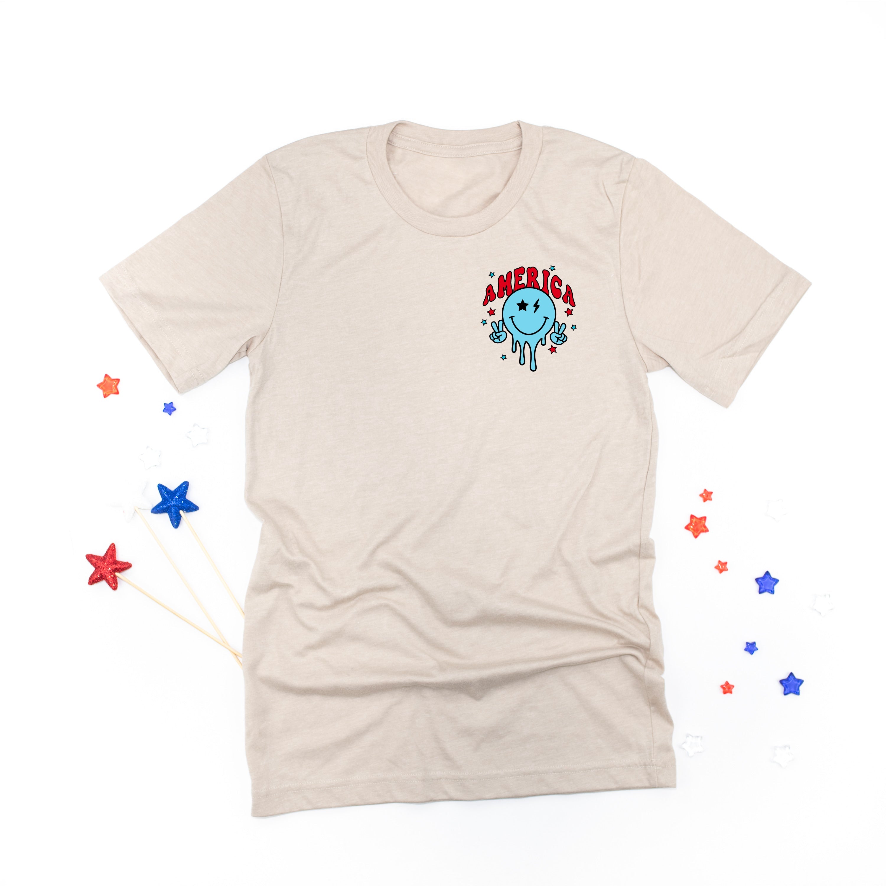 America Peace Smiley - Unisex Tee Little Mama Shirt Shop