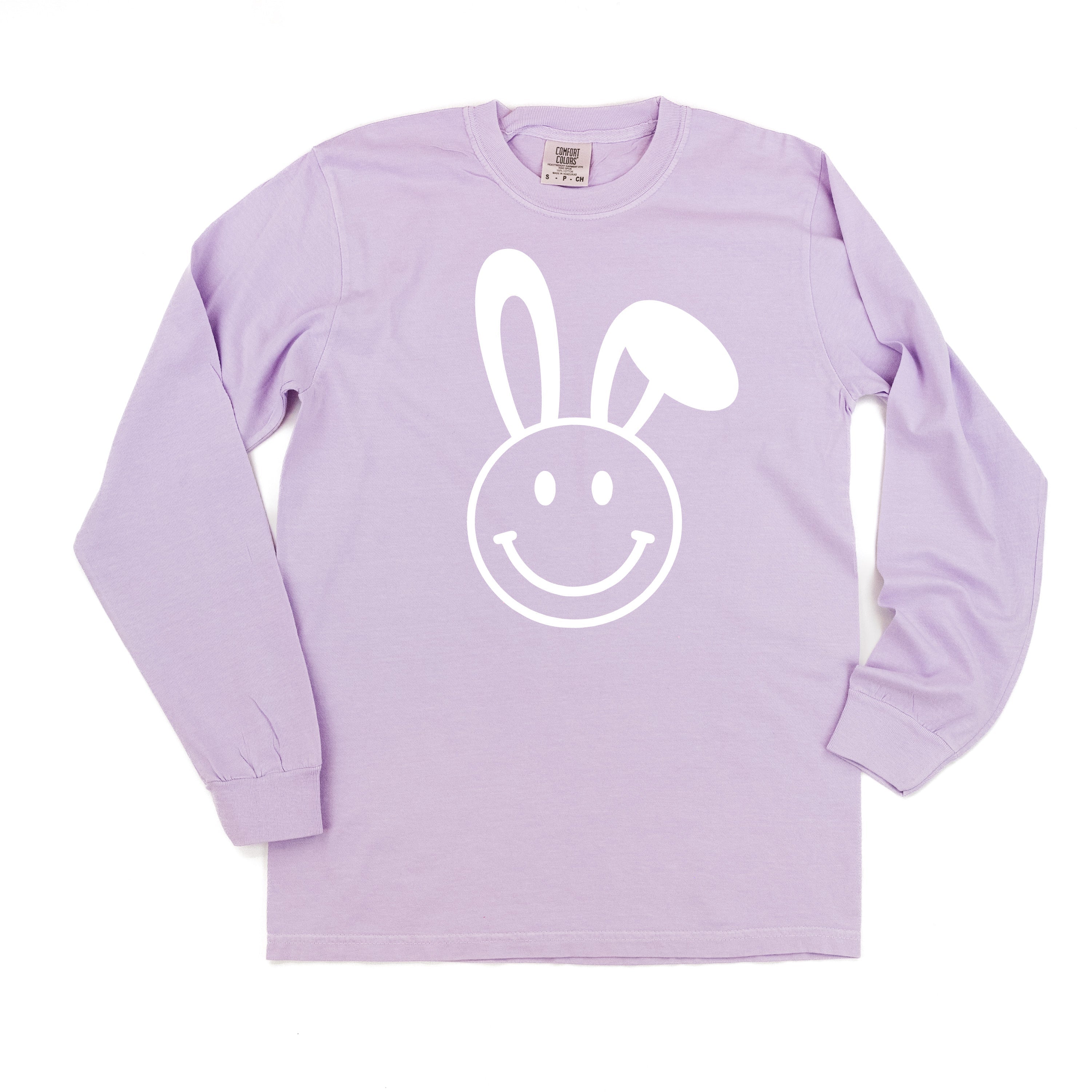 Smiley Face Bunny - LONG SLEEVE Comfort Colors Tee Little Mama Shirt Shop