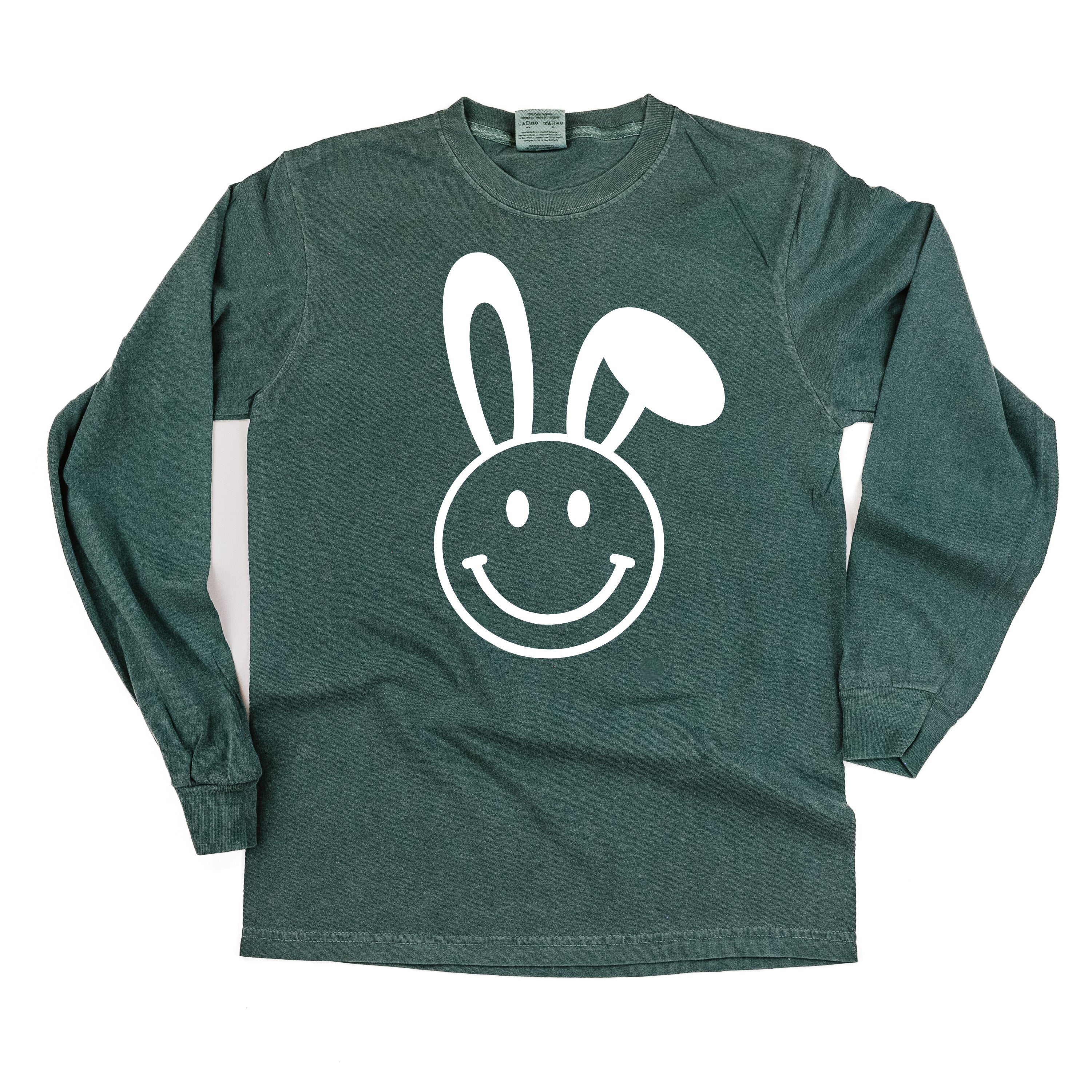 Smiley Face Bunny - LONG SLEEVE Comfort Colors Tee Little Mama Shirt Shop