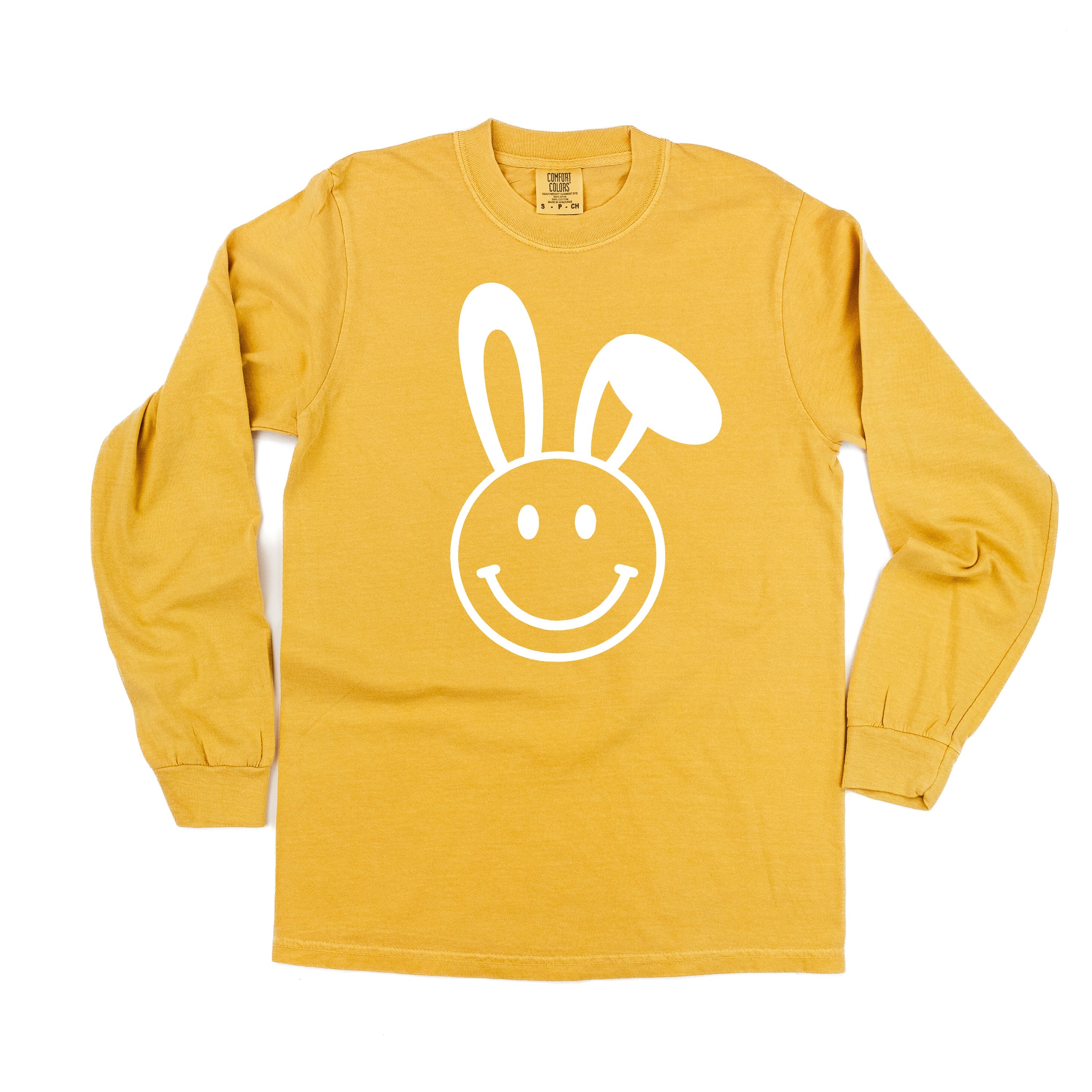 Smiley Face Bunny - LONG SLEEVE Comfort Colors Tee Little Mama Shirt Shop