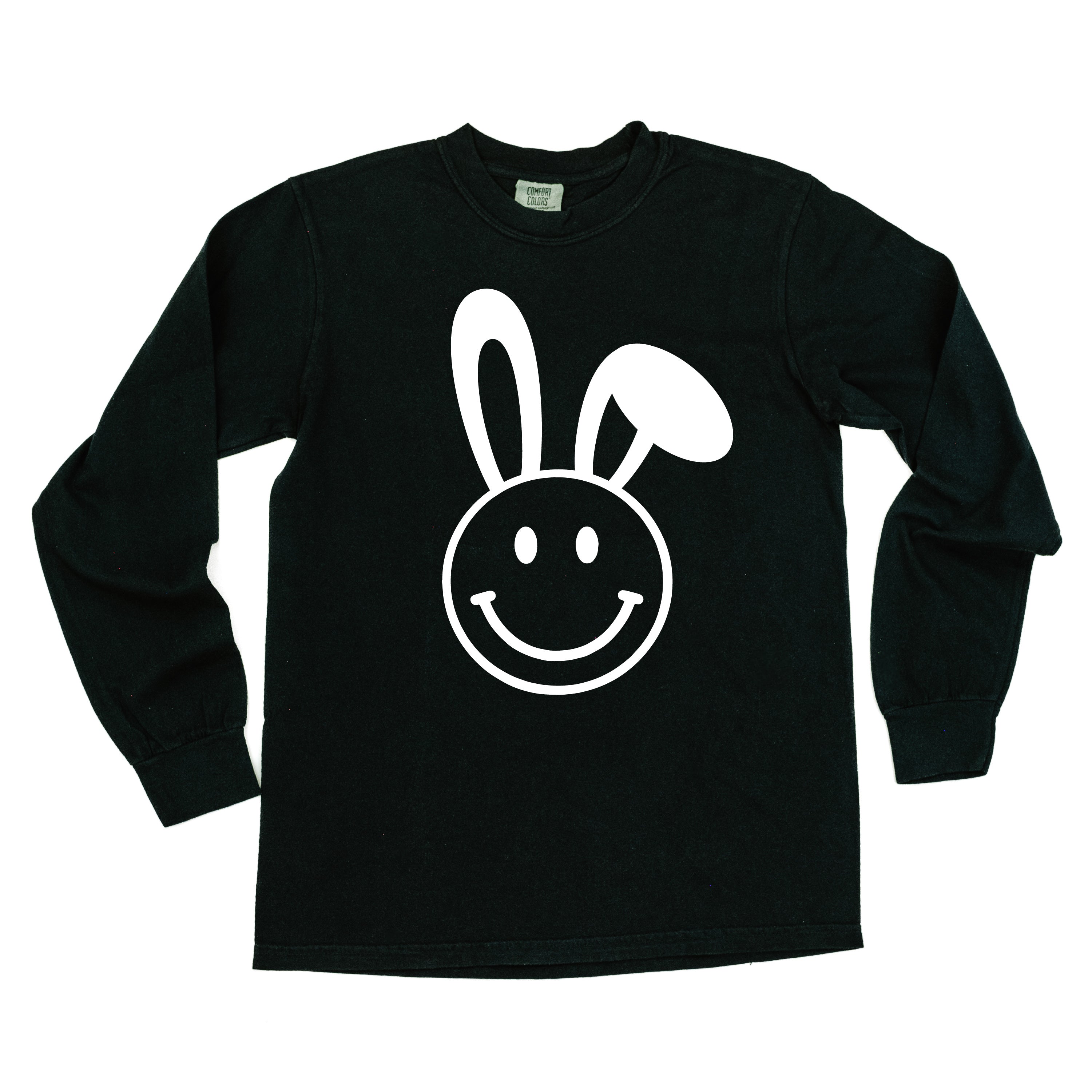 Smiley Face Bunny - LONG SLEEVE Comfort Colors Tee Little Mama Shirt Shop