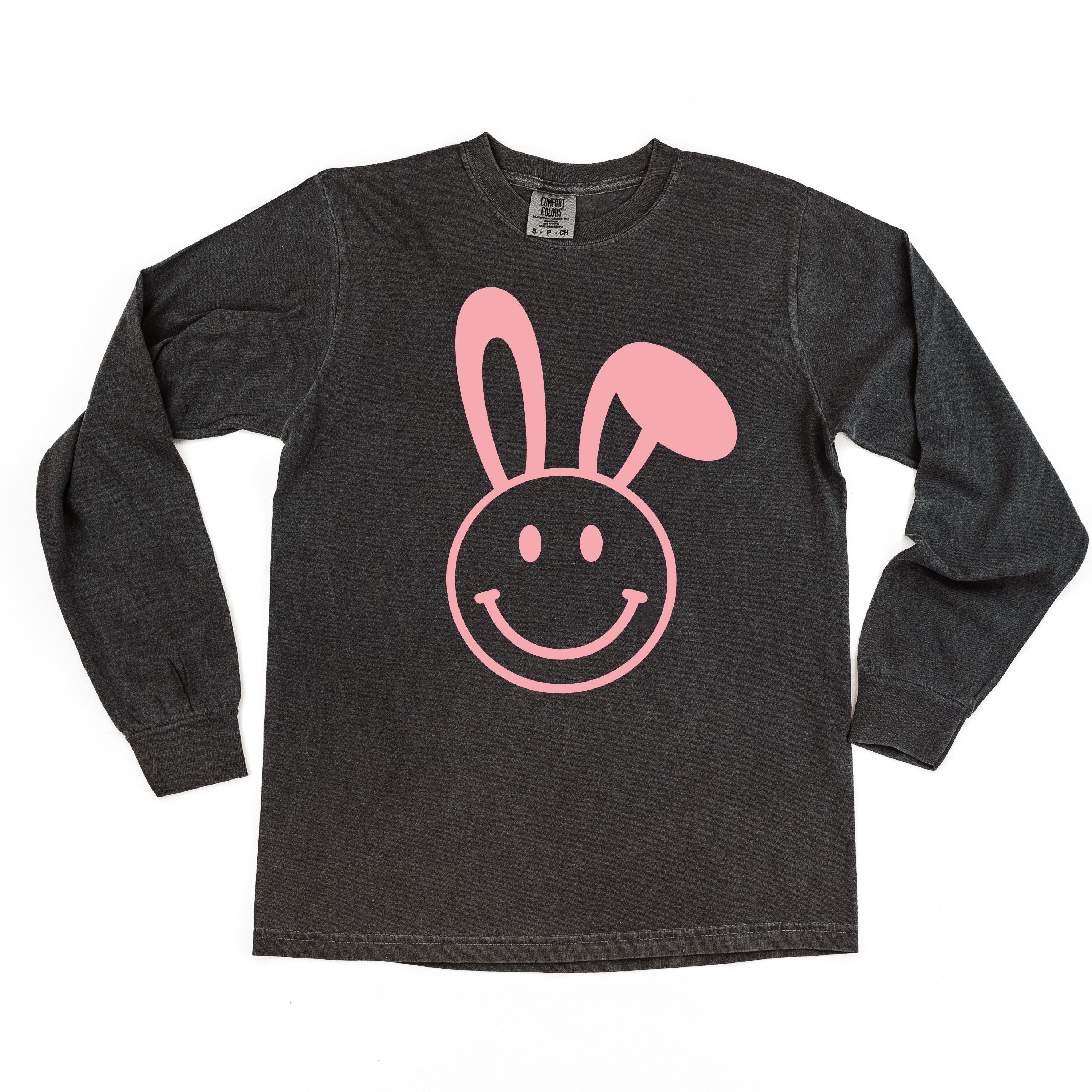 Smiley Face Bunny - LONG SLEEVE Comfort Colors Tee Little Mama Shirt Shop