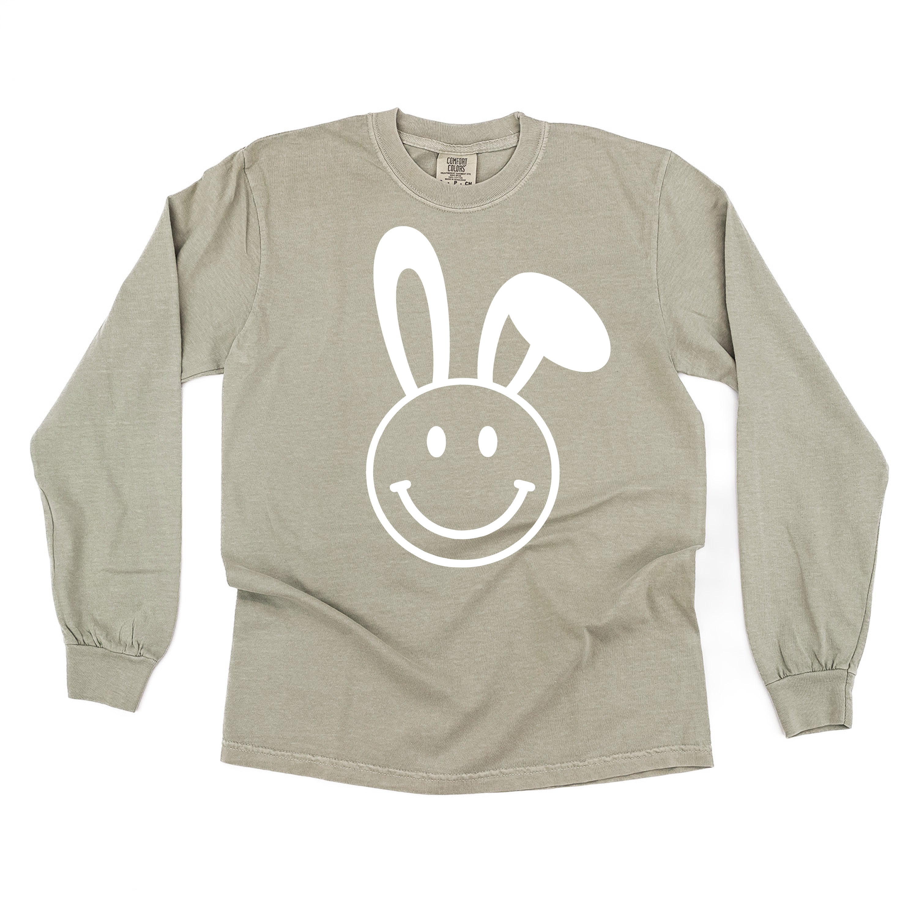 Smiley Face Bunny - LONG SLEEVE Comfort Colors Tee Little Mama Shirt Shop