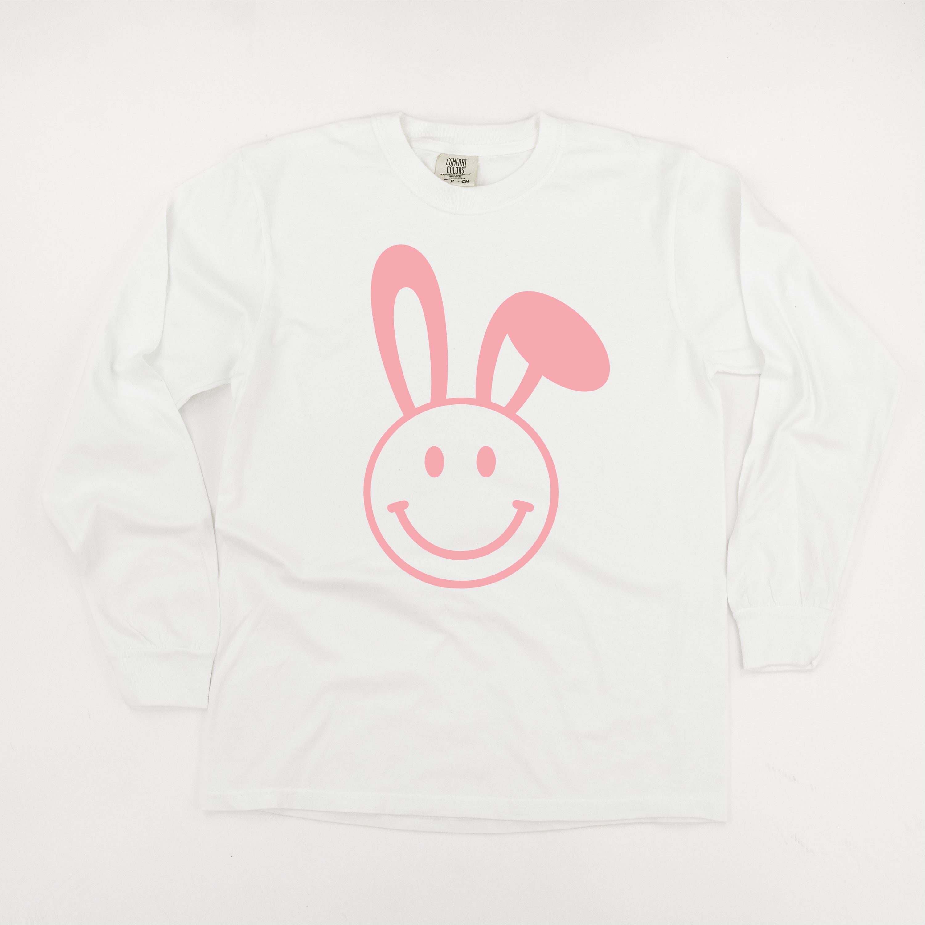 Smiley Face Bunny - LONG SLEEVE Comfort Colors Tee Little Mama Shirt Shop