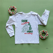 Snow Is Falling Books Are Calling - Child LONG SLEEVE Tee Little Mama Shirt Shop