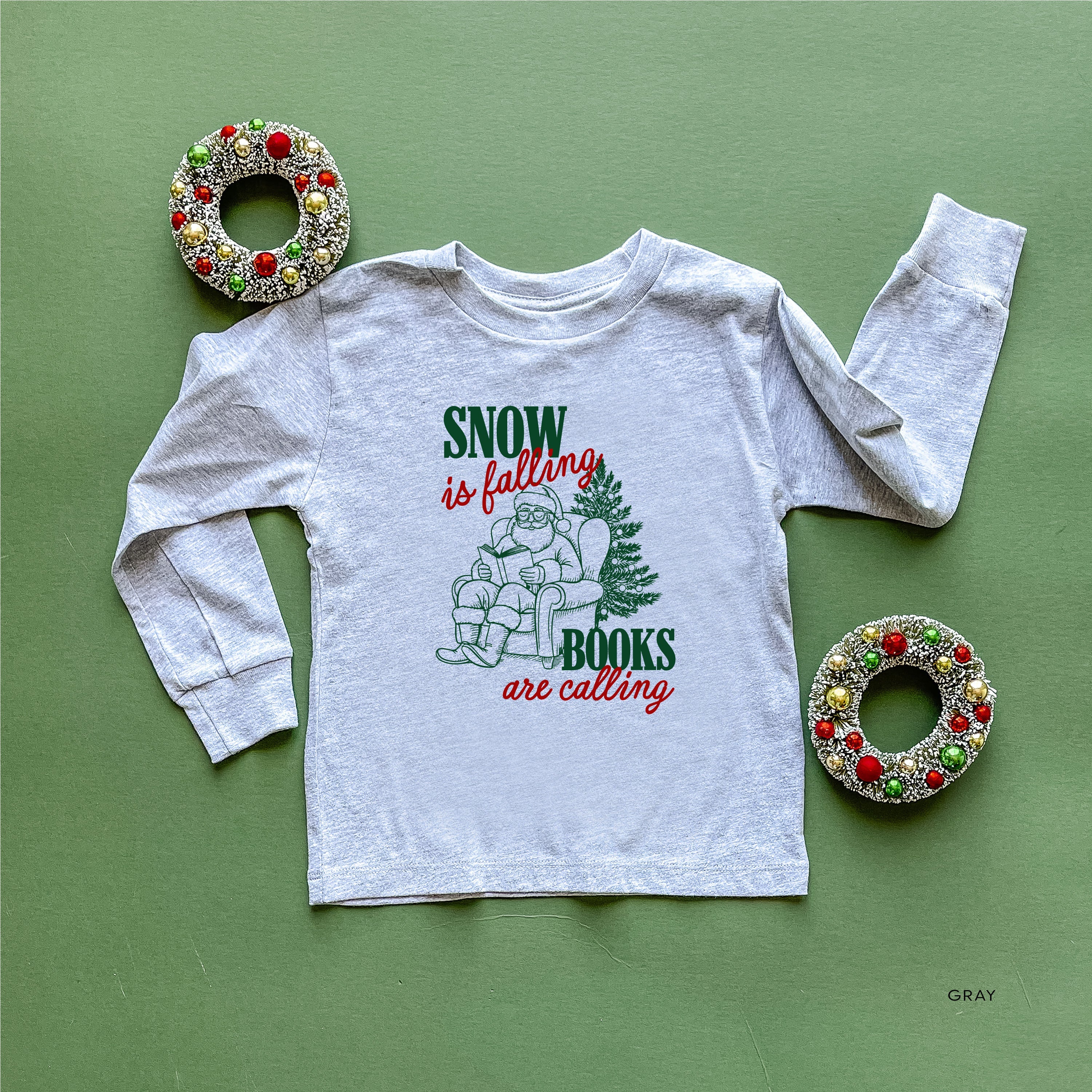 Snow Is Falling Books Are Calling - Child LONG SLEEVE Tee Little Mama Shirt Shop