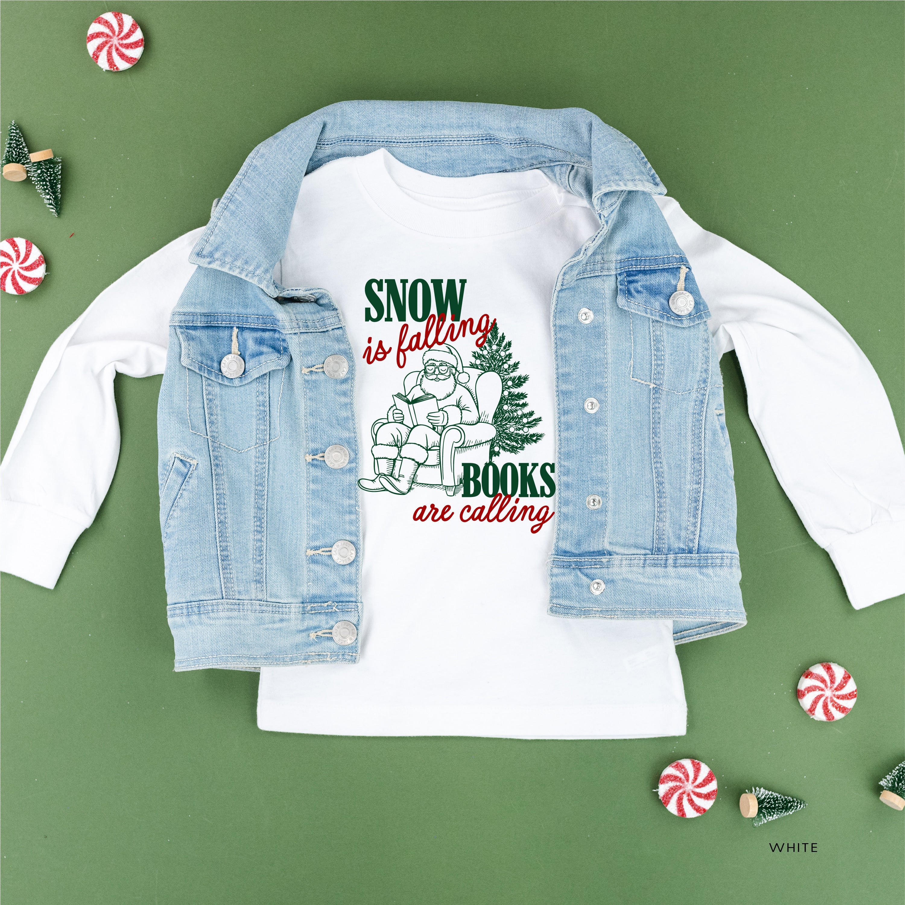 Snow Is Falling Books Are Calling - Child LONG SLEEVE Tee Little Mama Shirt Shop