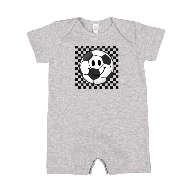 Checkers Smiley - Soccer Ball - Short Sleeve / Shorts - One Piece Baby Romper