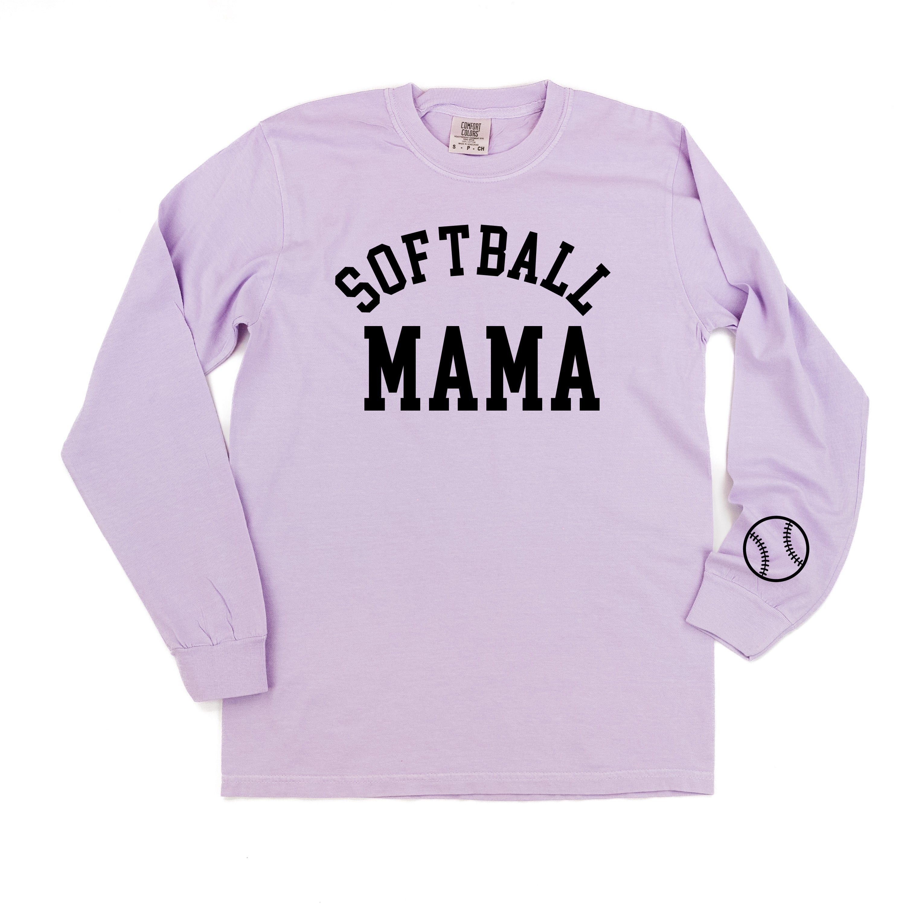 Softball Mama (wd) - LONG SLEEVE Comfort Colors Tee Little Mama Shirt Shop