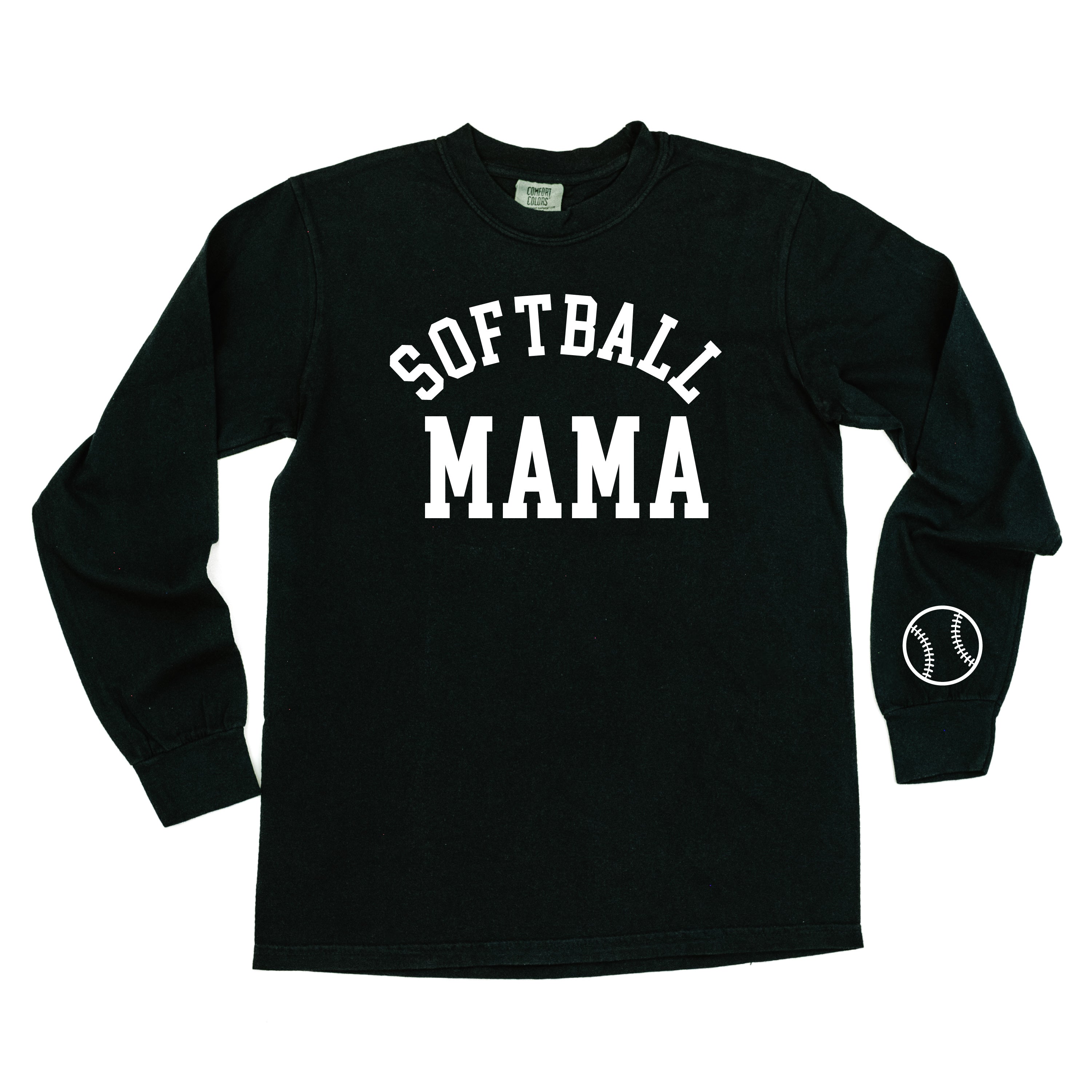 Softball Mama (wd) - LONG SLEEVE Comfort Colors Tee Little Mama Shirt Shop