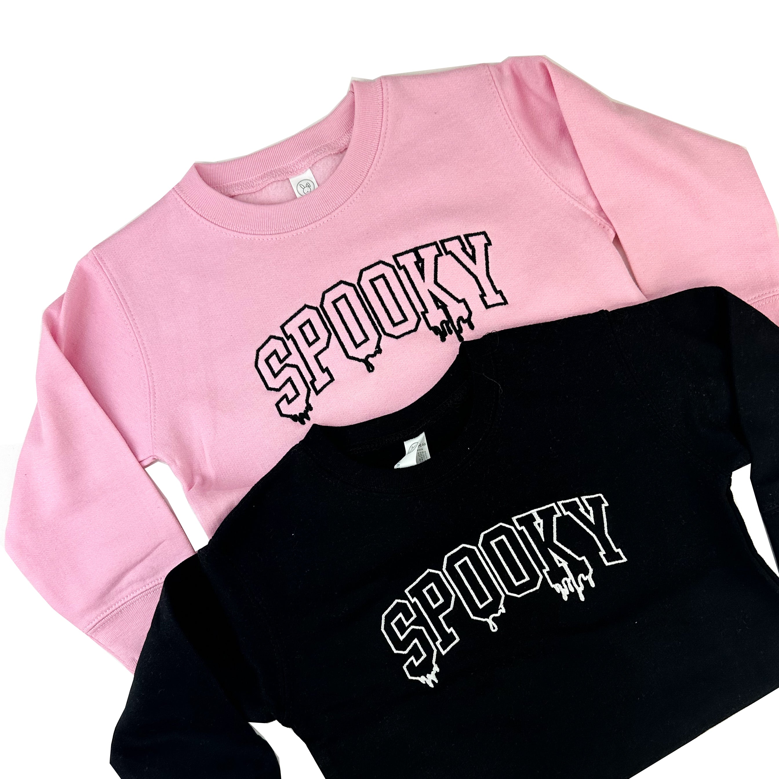 SPOOKY (Dripping) - EMBROIDERED CHILD CREWNECK SWEATER (Exclusive Item) Little Mama Shirt Shop LLC