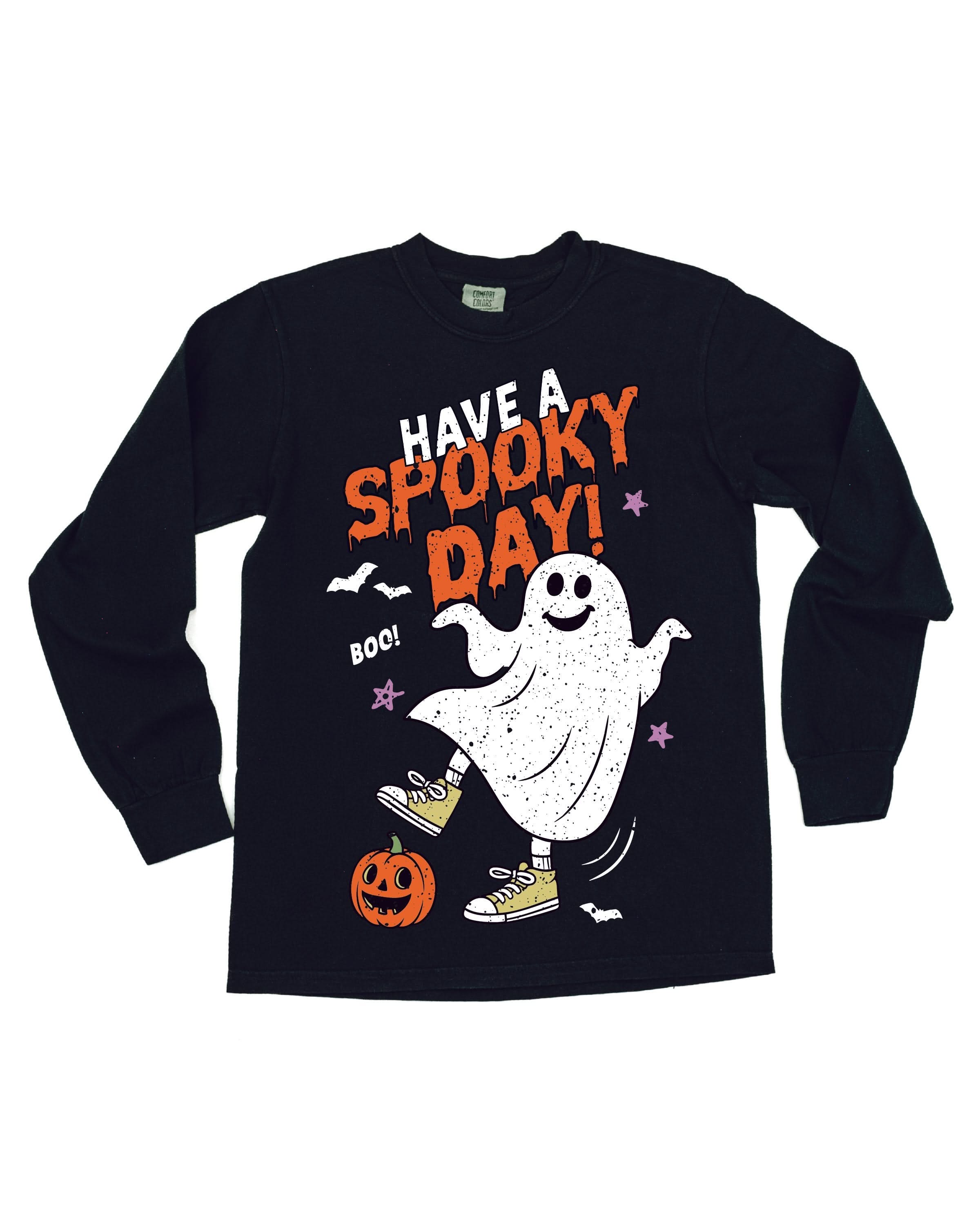 Have A Spooky Day - Black Long Sleeve Comfort Colors Tee Little Mama Shirt Shop