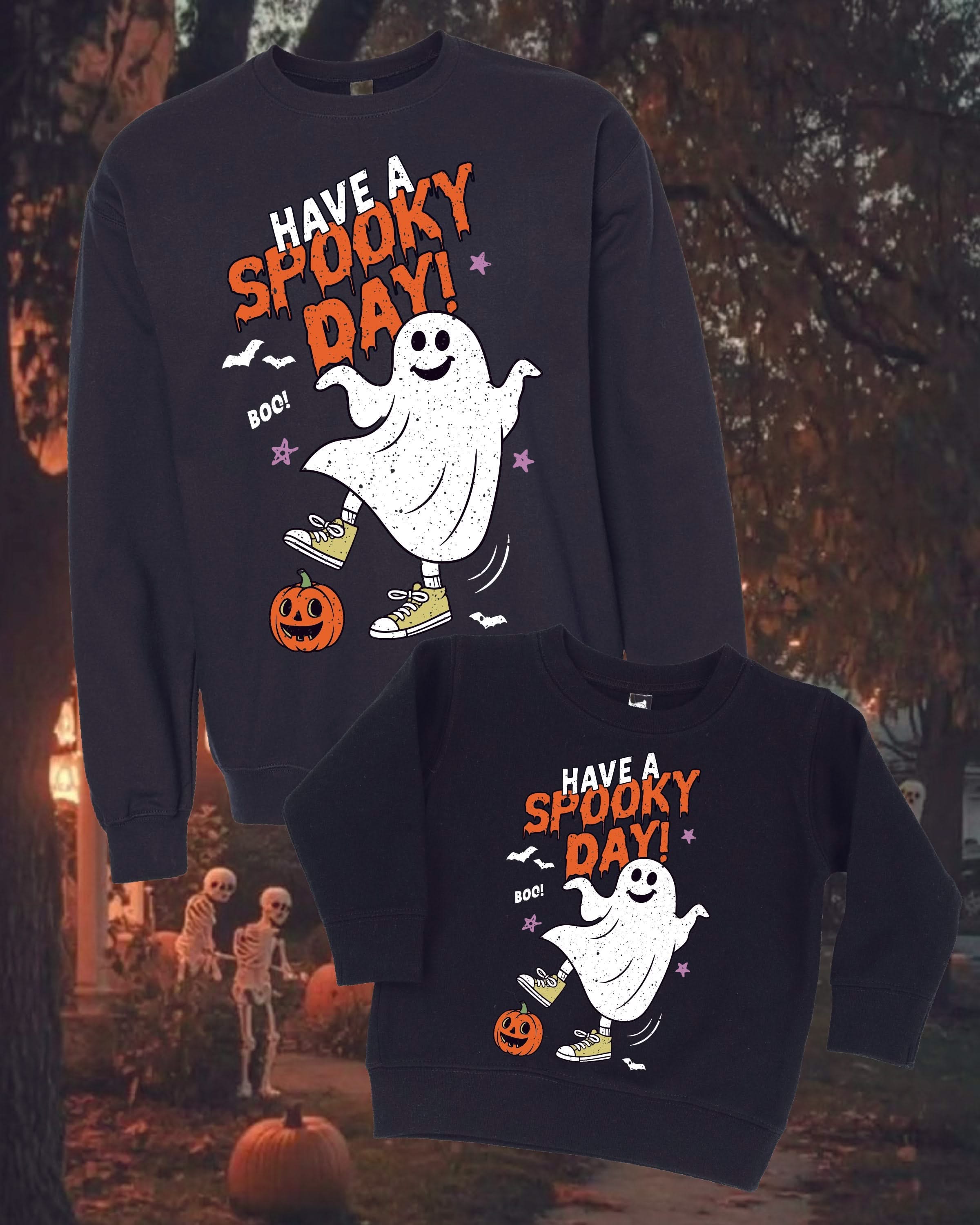 Have a Spooky Day - Set of 2 Black Basic Fleece Sweaters Little Mama Shirt Shop