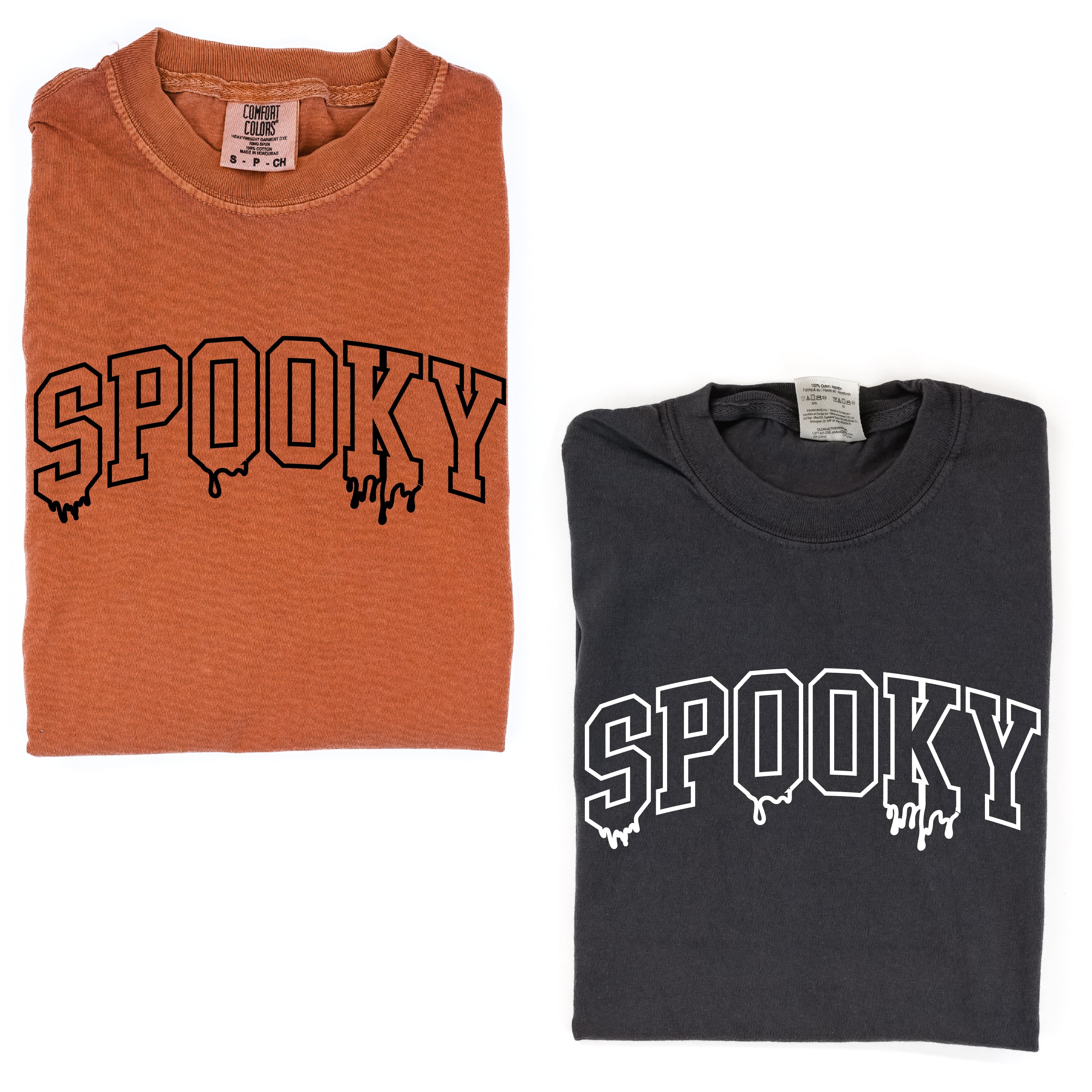 Embroidered Short Sleeve Comfort Colors Tee - Spooky (Dripping) Little Mama Shirt Shop LLC
