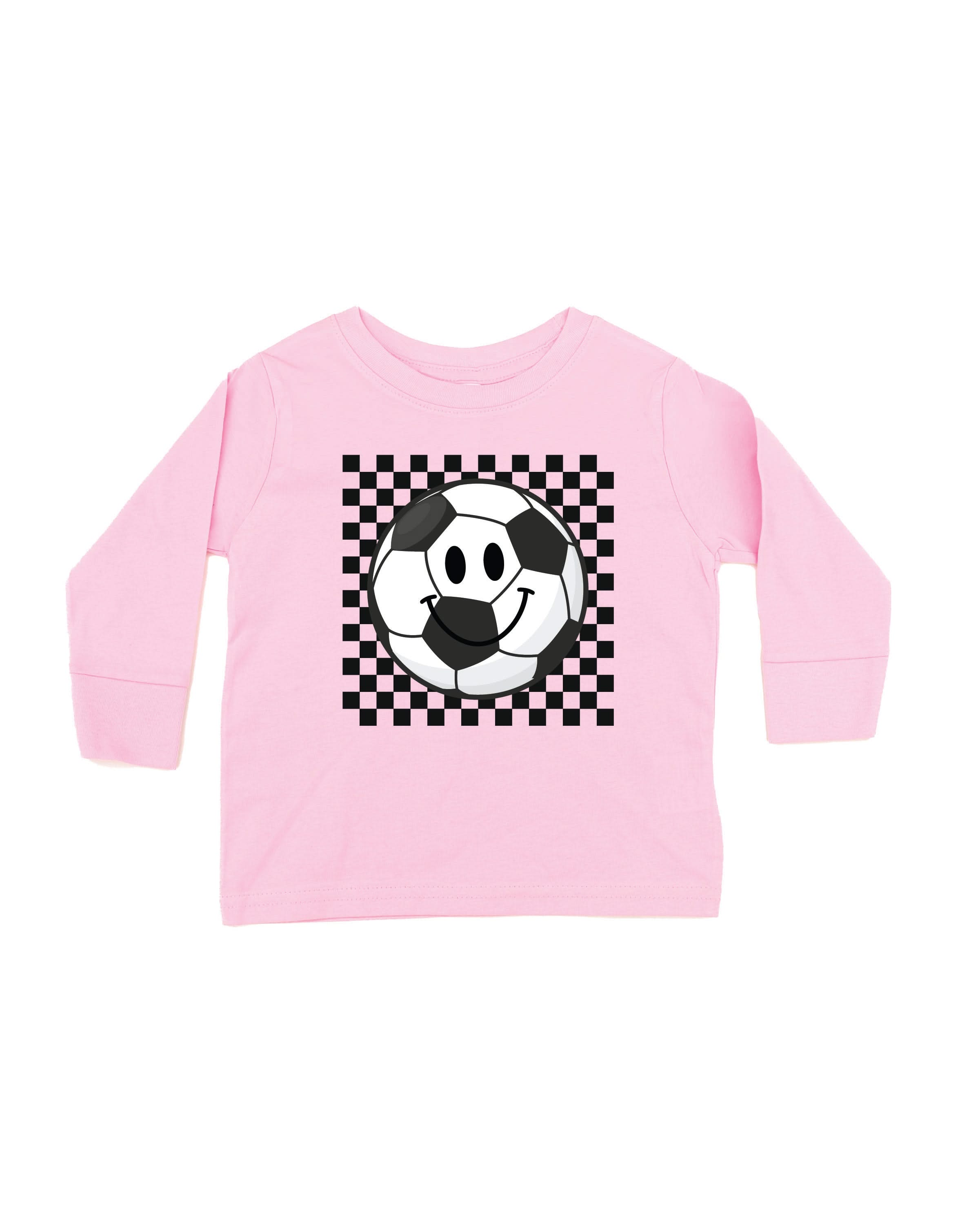 Checkers Smiley - (Choose Your Sports Ball)  - Child Long Sleeve Tee Little Mama Shirt Shop