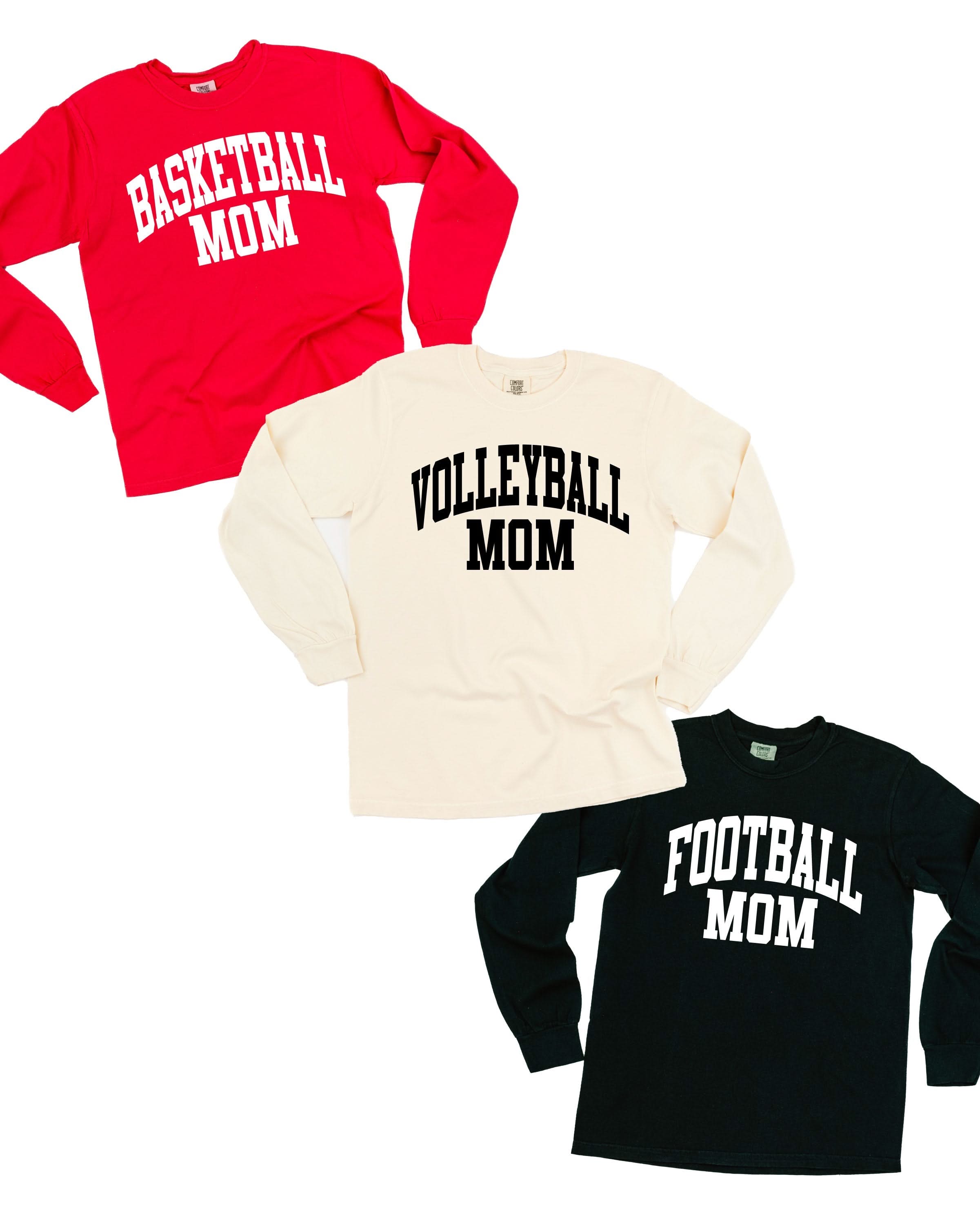 Varsity Style - Sports Moms - (Choose Your Sport) - Long Sleeve Comfort Colors Tee Little Mama Shirt Shop