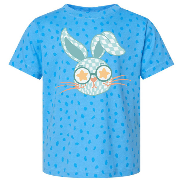 BLUE Checkered Bunny - SPOTTED Child Tee