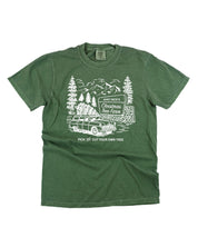 Comfort Colors Tee in hemp with St. Nick's Christmas Tree Farm graphic on the front, shown on flat lay – Little Mama Shirt Shop