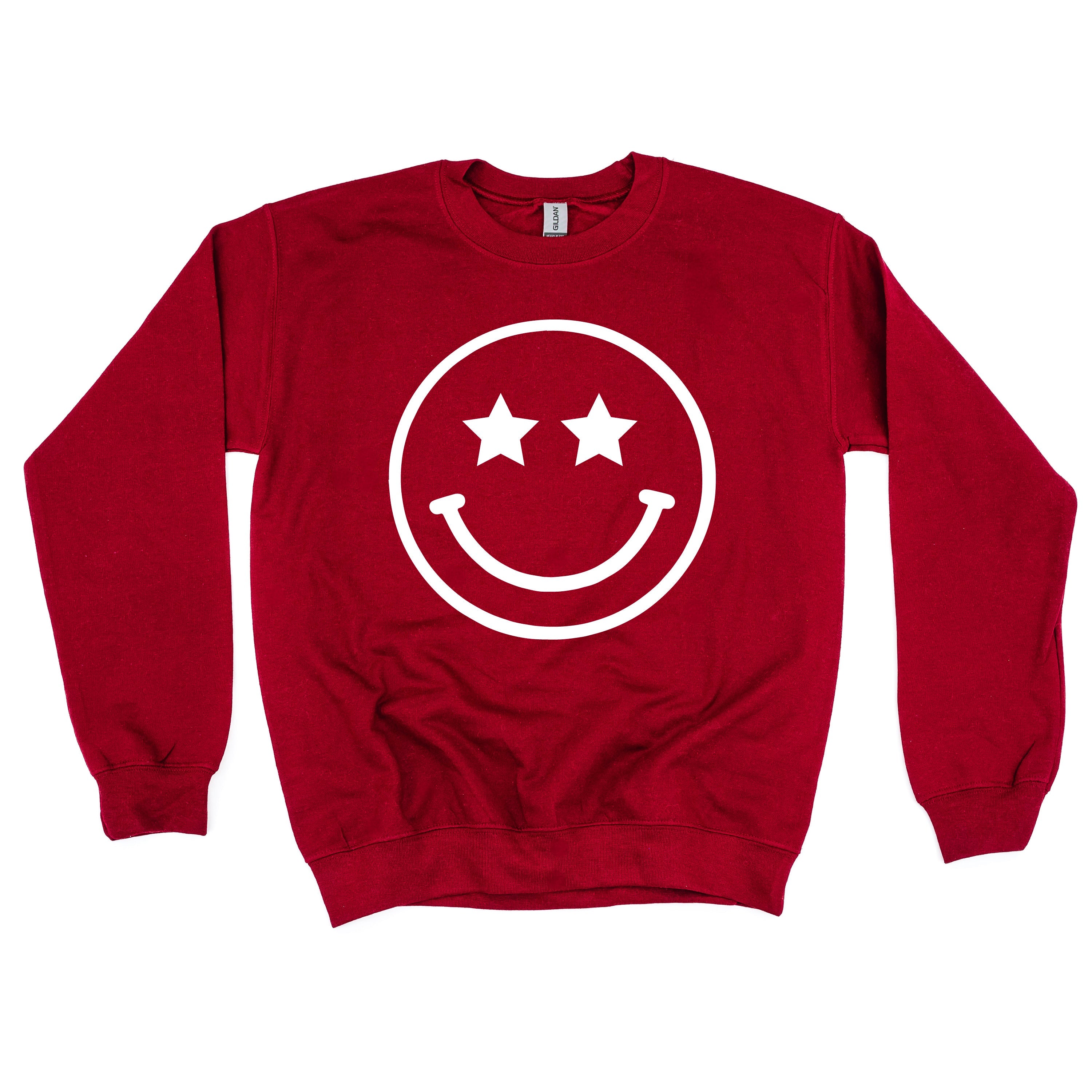 STAR EYES SMILEY FACE - BASIC FLEECE CREWNECK Little Mama Shirt Shop LLC