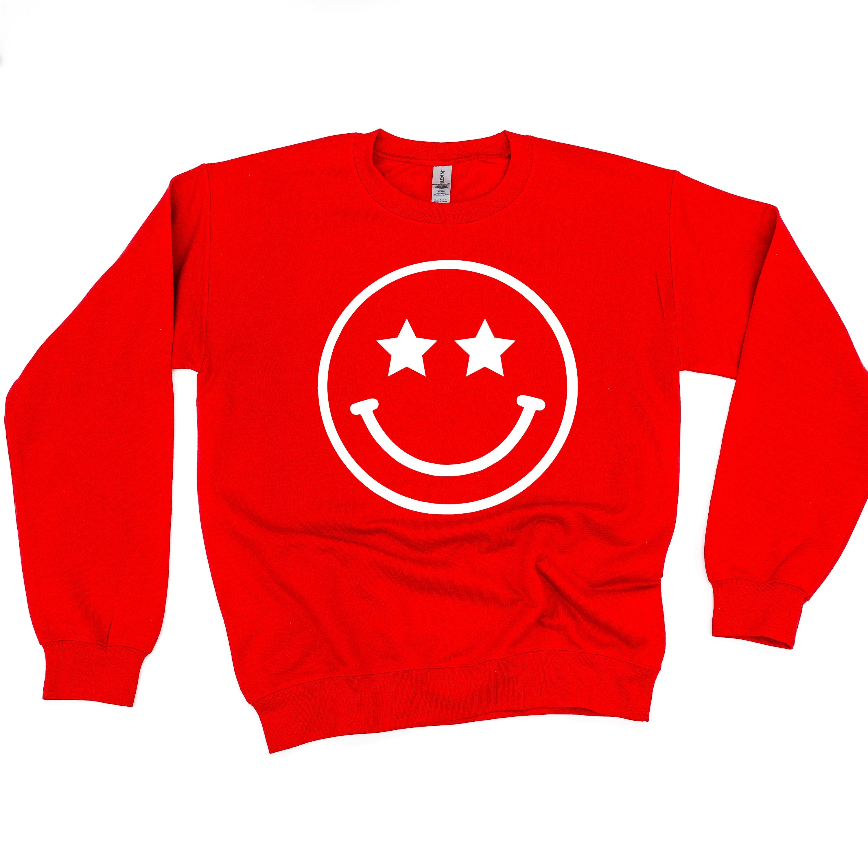 STAR EYES SMILEY FACE - BASIC FLEECE CREWNECK Little Mama Shirt Shop LLC