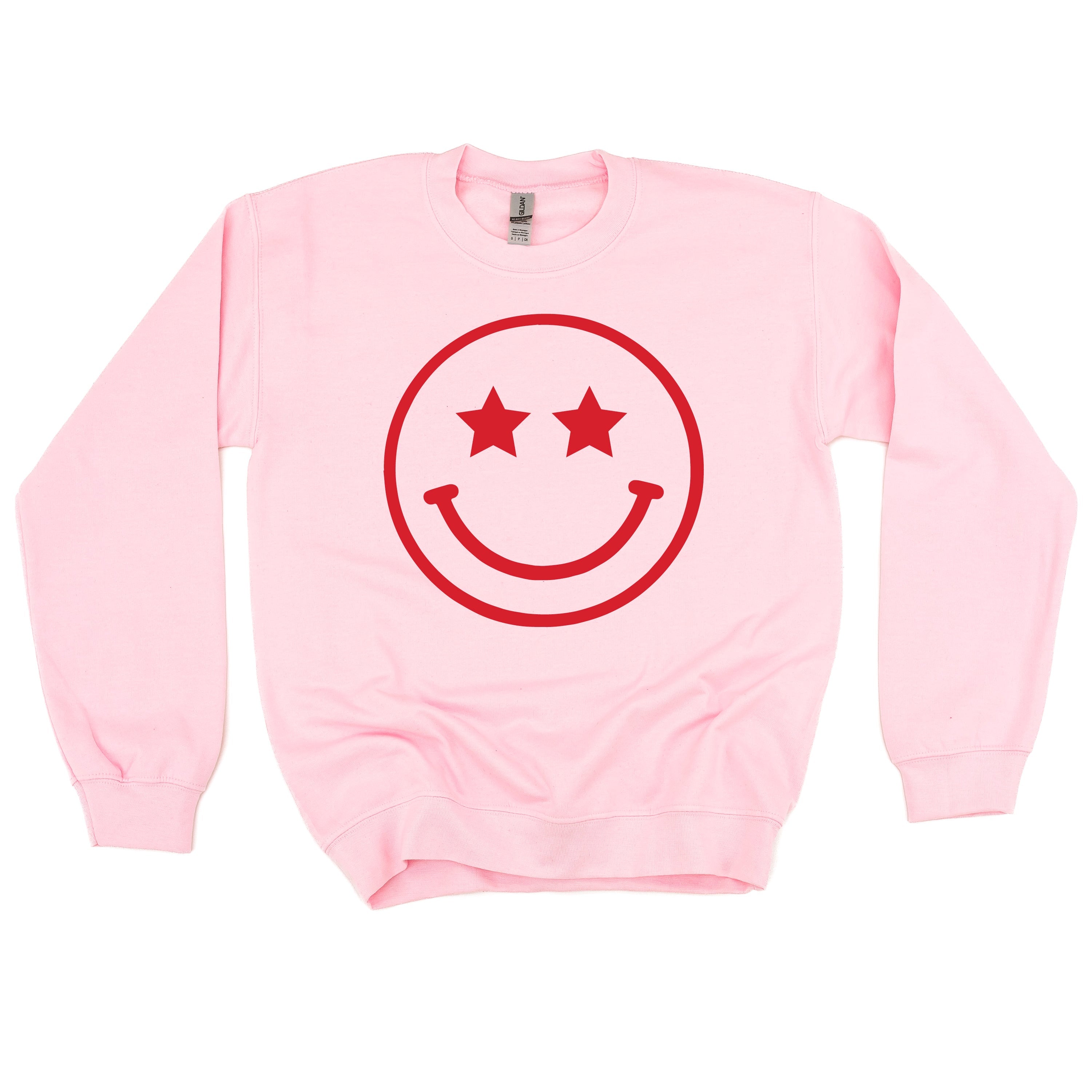 STAR EYES SMILEY FACE - BASIC FLEECE CREWNECK Little Mama Shirt Shop LLC