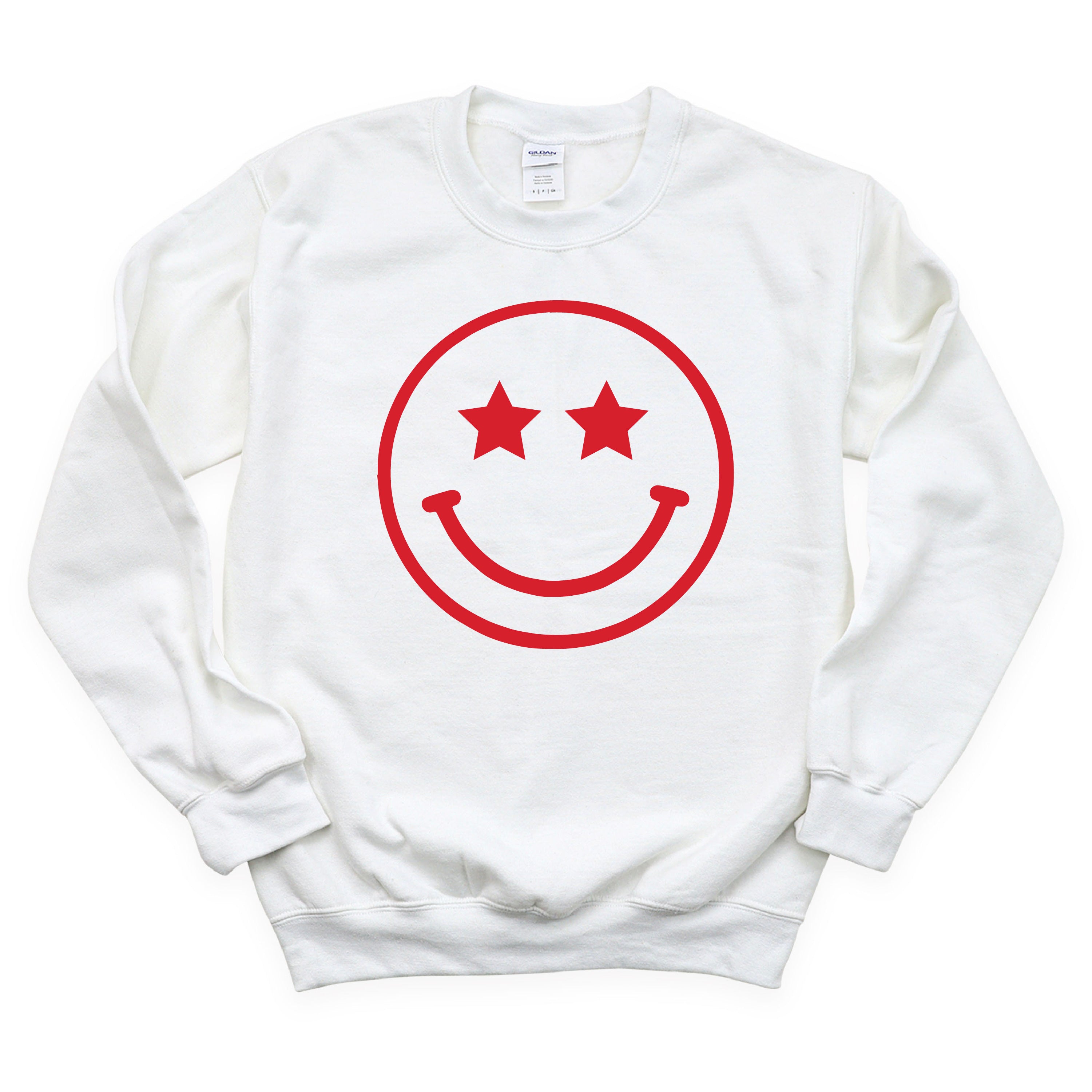 STAR EYES SMILEY FACE - BASIC FLEECE CREWNECK Little Mama Shirt Shop LLC