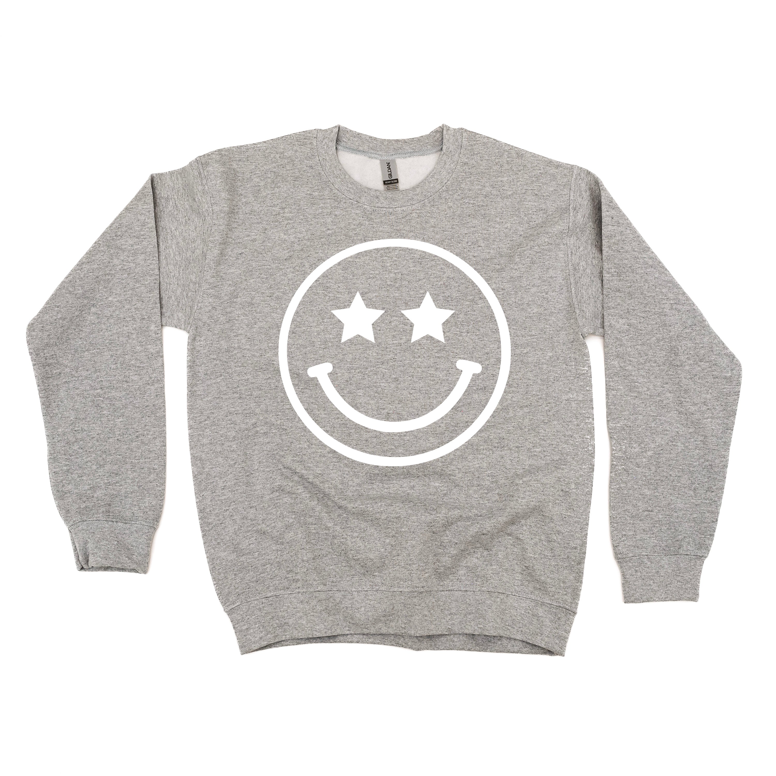 STAR EYES SMILEY FACE - BASIC FLEECE CREWNECK Little Mama Shirt Shop LLC