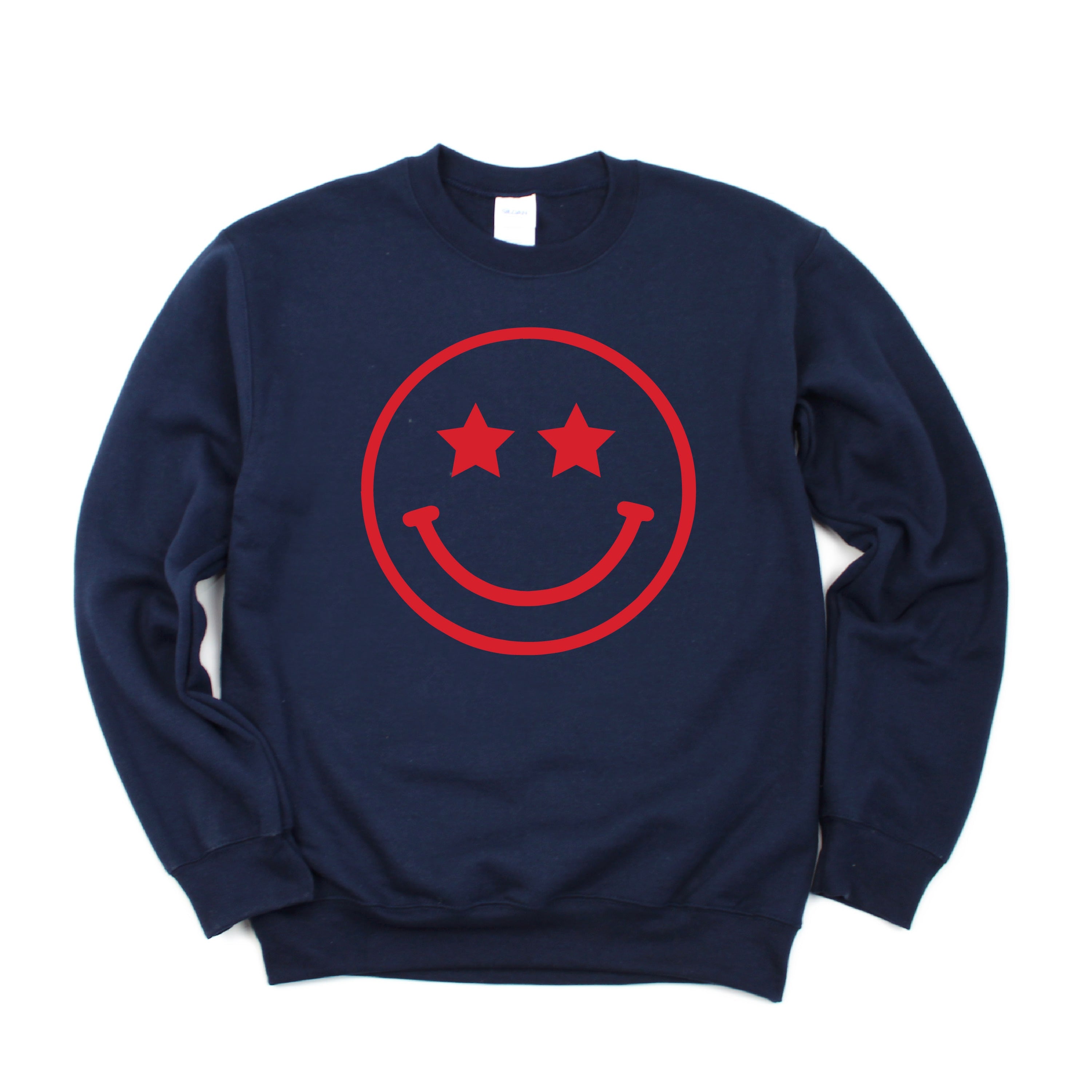 STAR EYES SMILEY FACE - BASIC FLEECE CREWNECK Little Mama Shirt Shop LLC