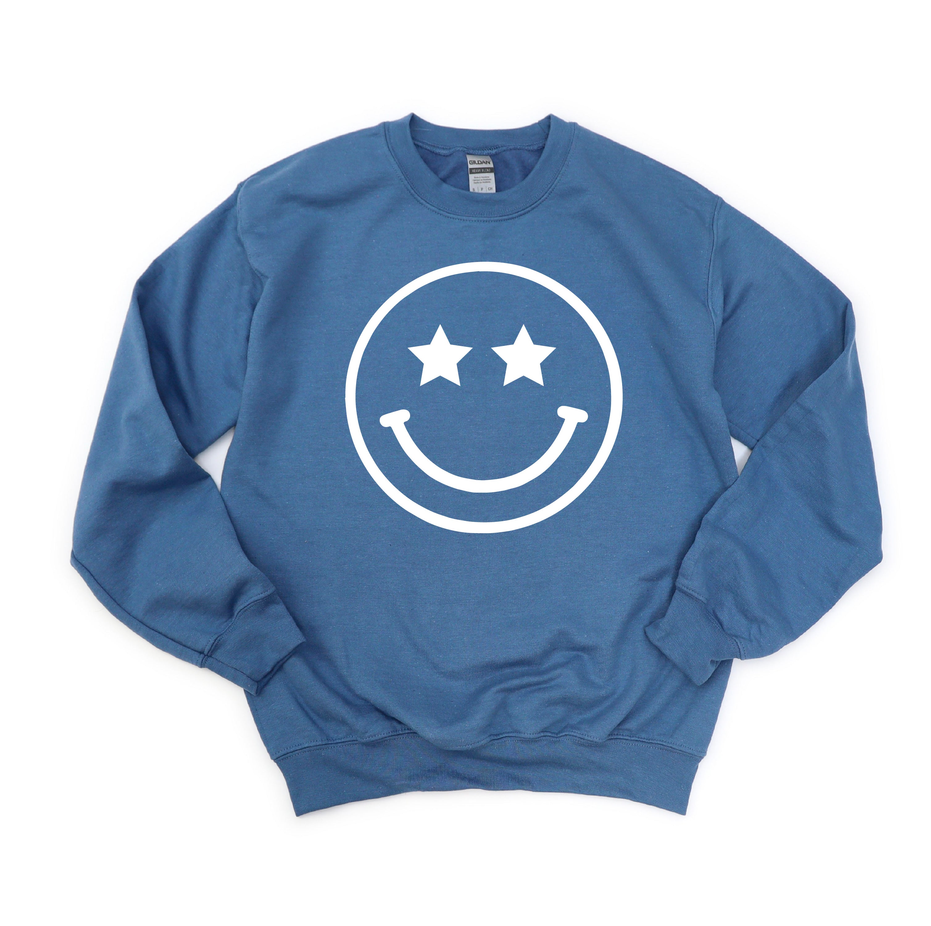 STAR EYES SMILEY FACE - BASIC FLEECE CREWNECK Little Mama Shirt Shop LLC