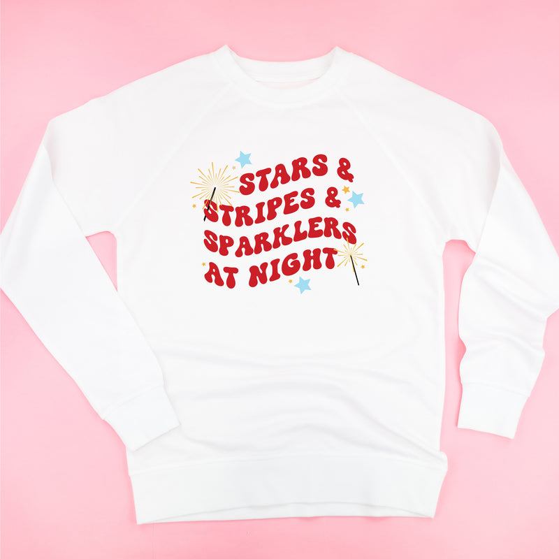 Stars & Stripes & Sparklers at Night - Lightweight Pullover Sweater