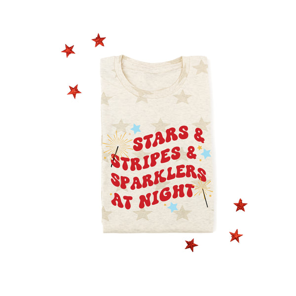 Stars & Stripes & Sparklers at Night - Adult Unisex STAR Tee