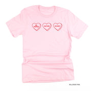 Start a Conversation! - Choose 3 Hearts - Unisex Tee Little Mama Shirt Shop
