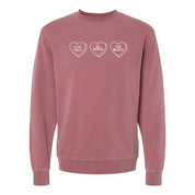 Start a Conversation! - Choose 3 Hearts - PIGMENT Crewneck Little Mama Shirt Shop LLC