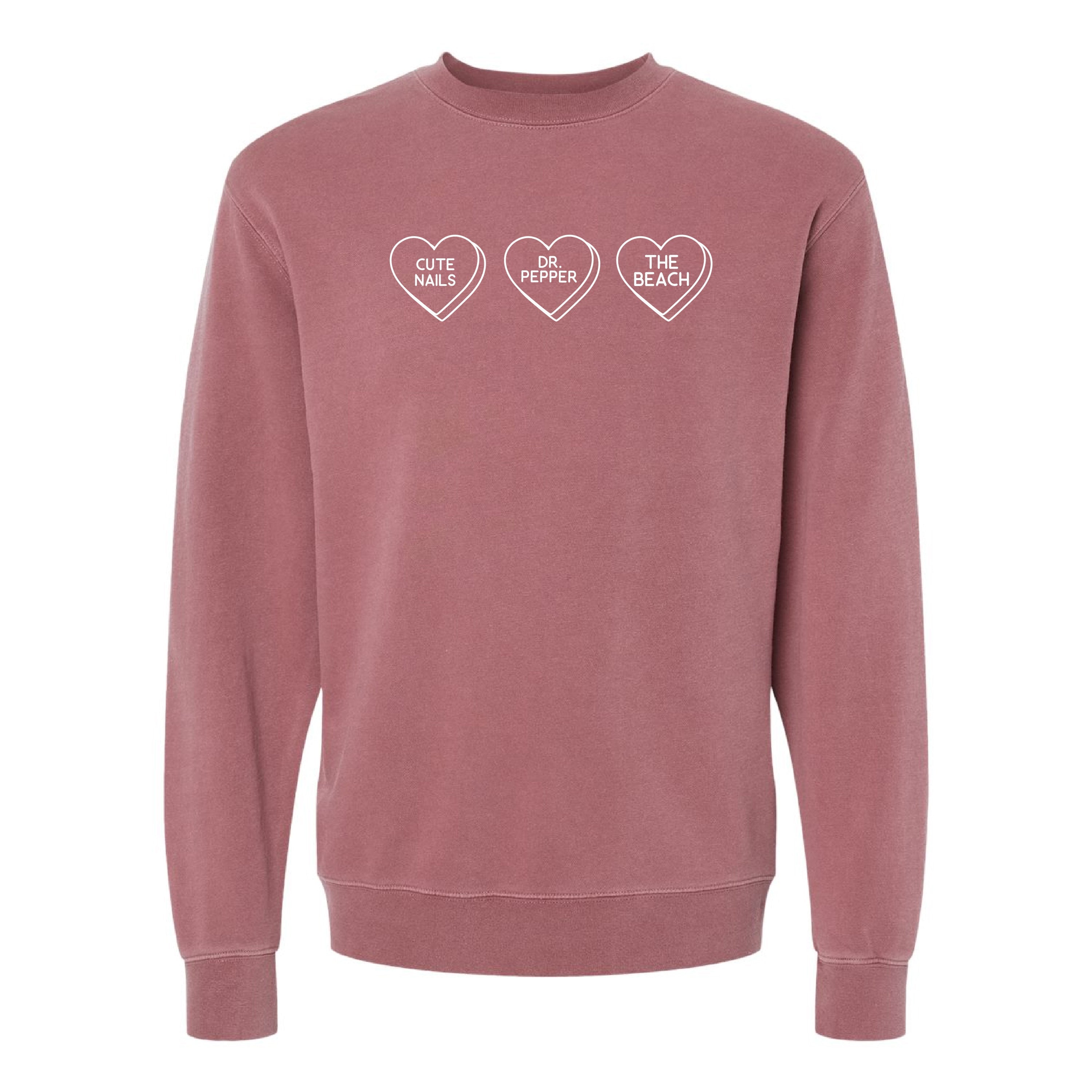Start a Conversation! - Choose 3 Hearts - PIGMENT Crewneck Little Mama Shirt Shop LLC