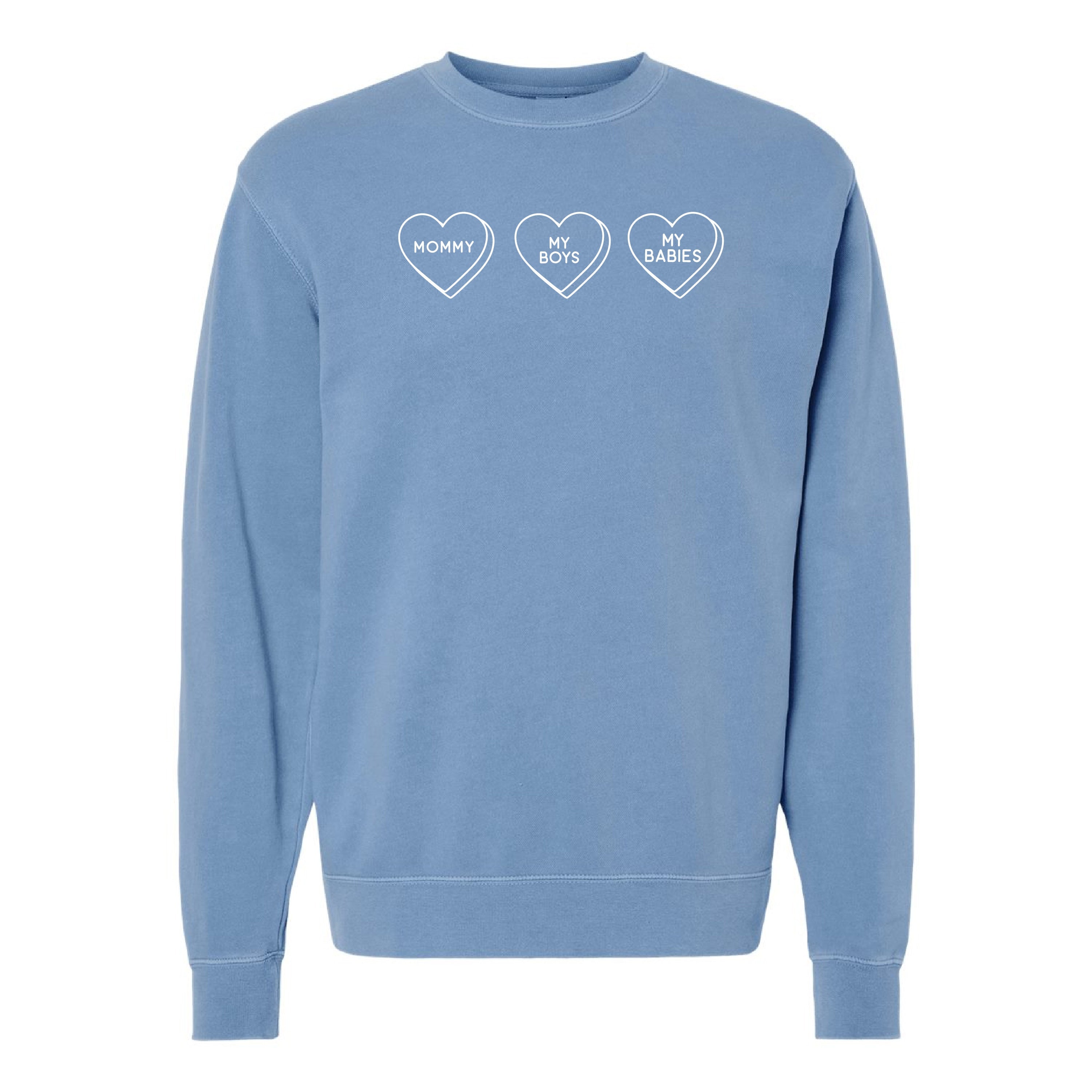 Start a Conversation! - Choose 3 Hearts - PIGMENT Crewneck Little Mama Shirt Shop LLC