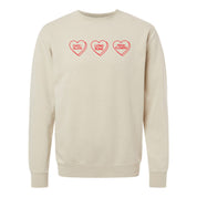 Start a Conversation! - Choose 3 Hearts - PIGMENT Crewneck Little Mama Shirt Shop LLC