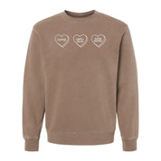 Start a Conversation! - Choose 3 Hearts - PIGMENT Crewneck Little Mama Shirt Shop LLC