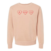 Start a Conversation! - Choose 3 Hearts - PIGMENT Crewneck Little Mama Shirt Shop LLC