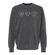 Start a Conversation! - Choose 3 Hearts - PIGMENT Crewneck Little Mama Shirt Shop LLC